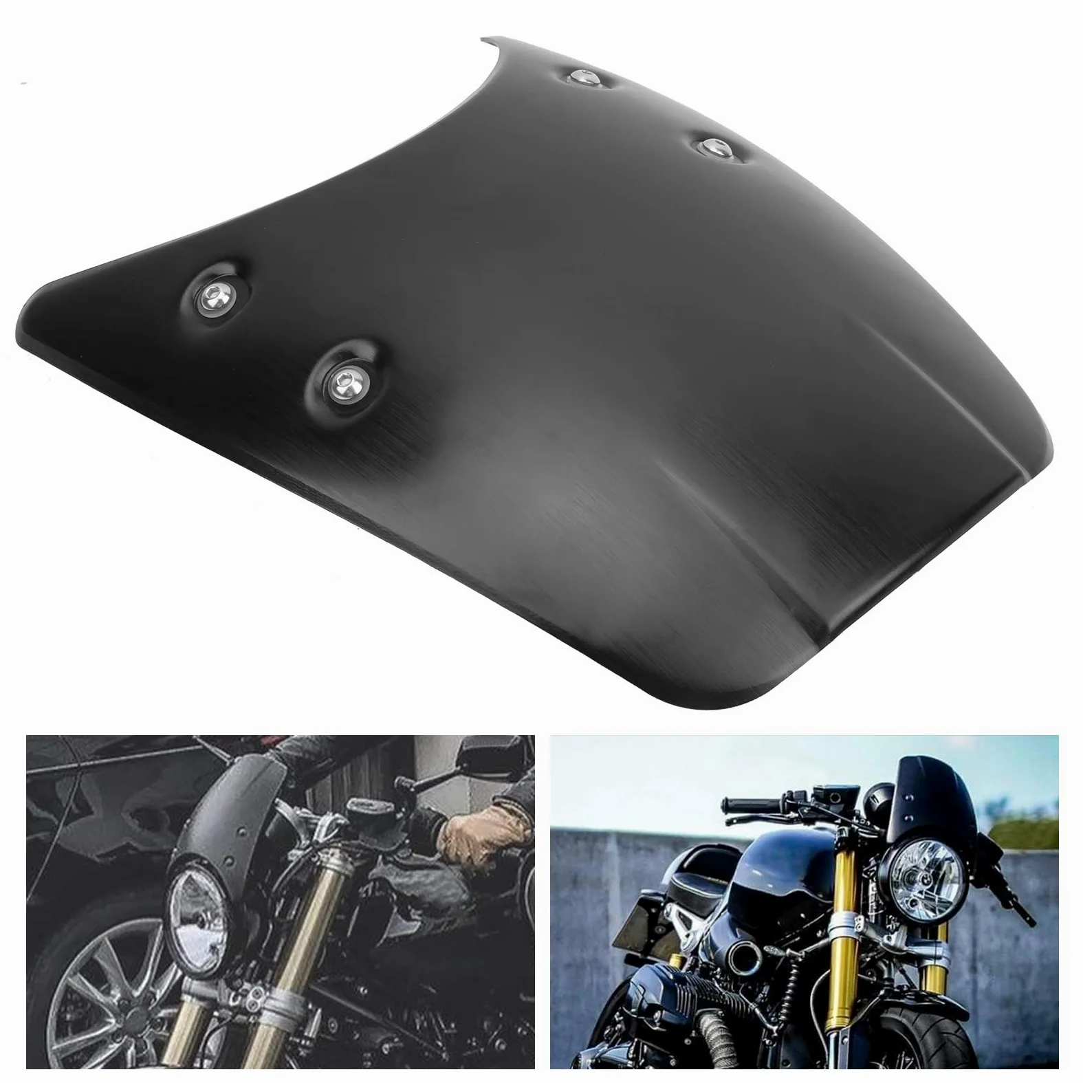 Cubierta para parabrisas de motocicleta universal en aluminio negro, compatible con Pure y Scrambler (2014-2020), instalación sencilla protección óptima contra viento escombros