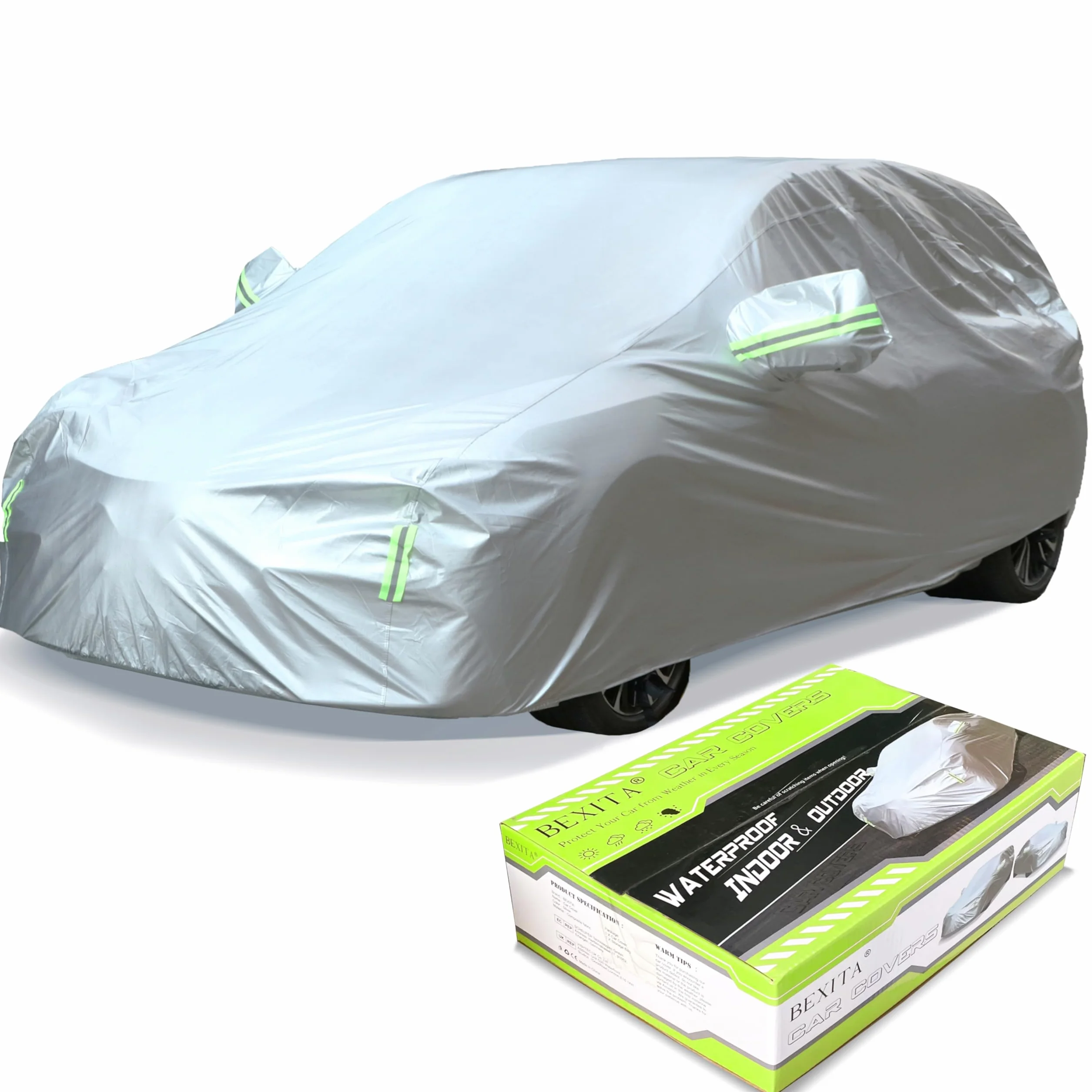 Funda de Coche Exterior Impermeable A Prueba de Polvo Nieve Protección UV para Hatchback Longitud hasta 430 cm