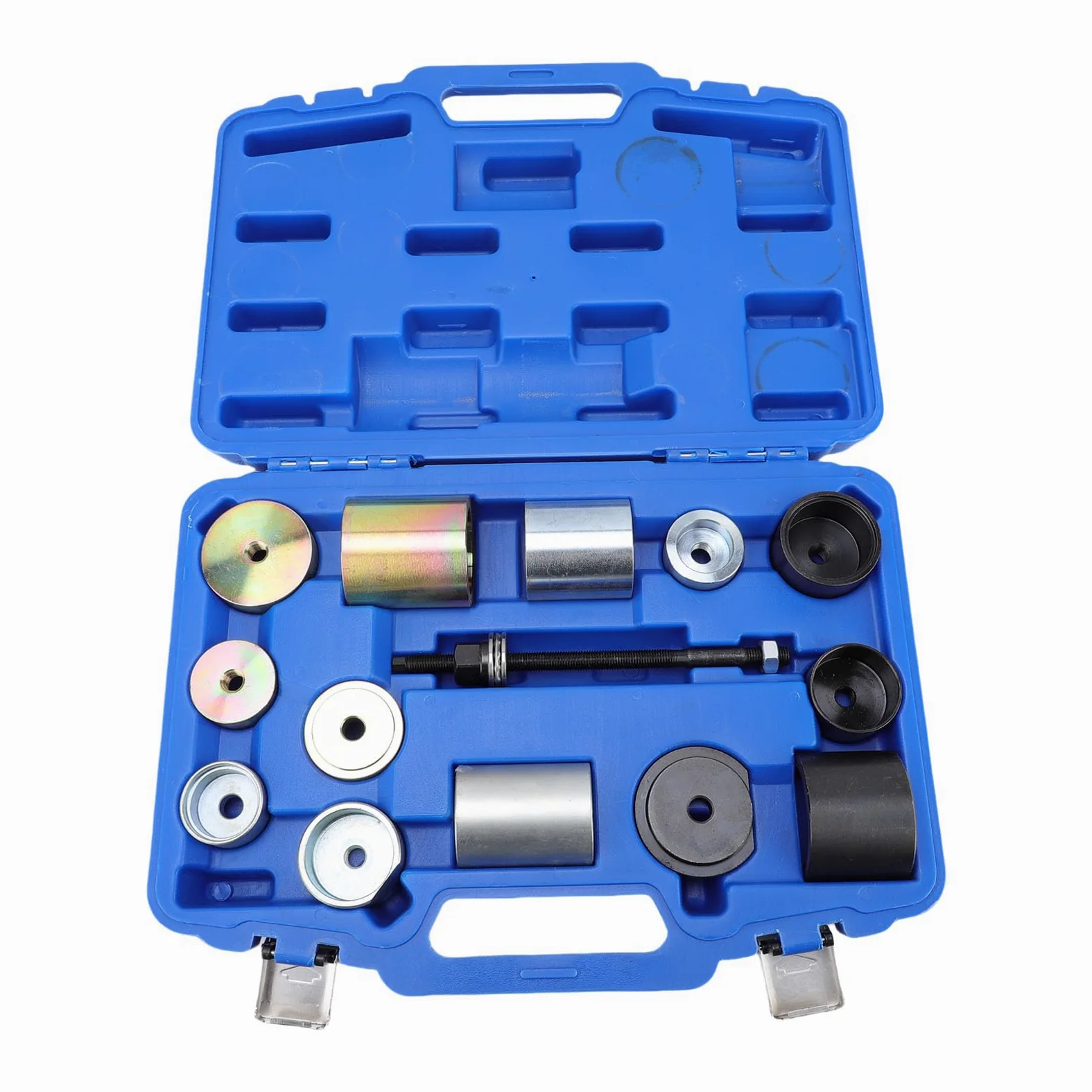 VGEBY Kit de Herramientas para Diferencial y Casquillo de Eje, Juego de Extractor de Cojinetes Silencioso de Acero Al Carbono, 14 Piezas con Varilla Roscada y Manguitos Adaptadores para Extracción