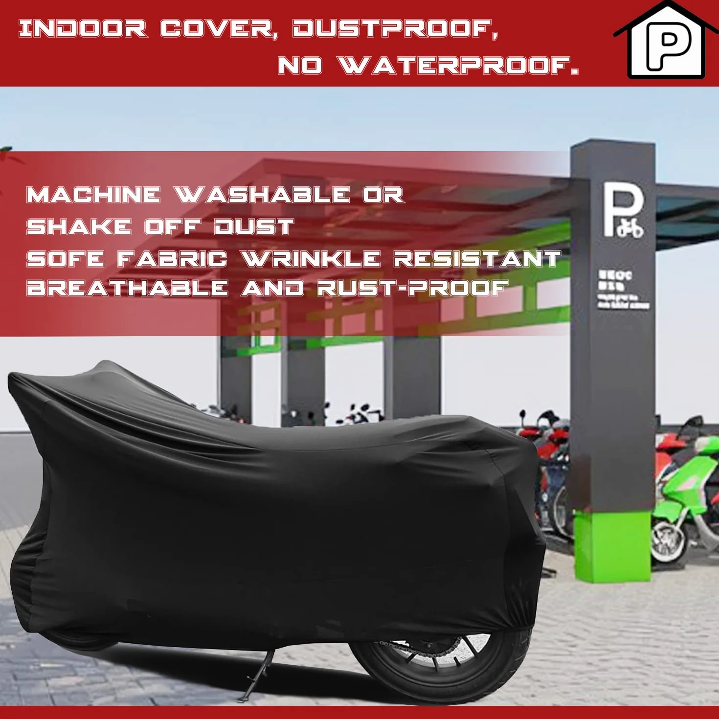 Funda Moto Interior Cubierta Motocicleta Elastica Stretch Suave para Motocicleta Ciclomotor Motocross Scooter Vespa, XXL: Longitud del Vehículo (200 a 221cm)