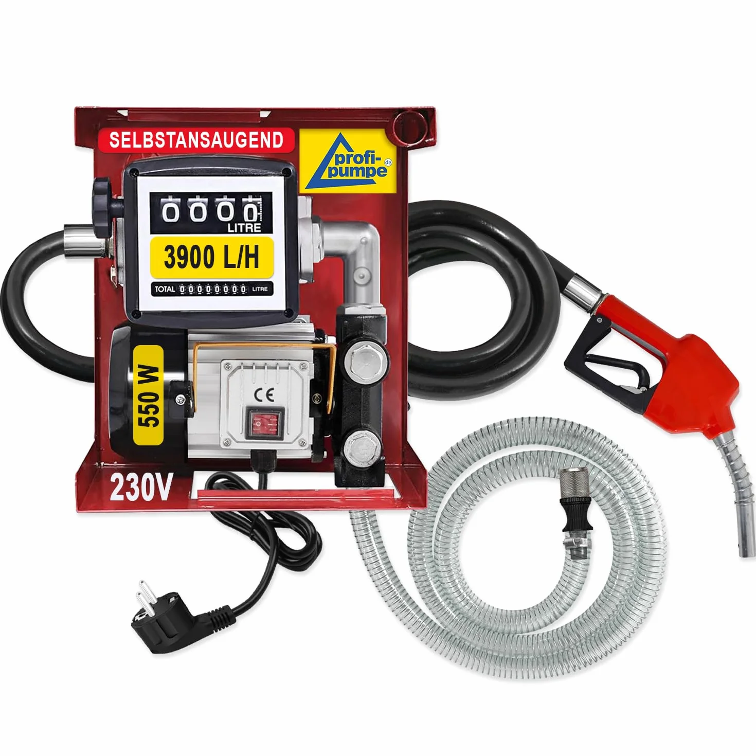 Bomba gasóleo bomba gasóleo bomba biodiésel bomba trasvase autocebante Exelenz 230v set bomba + boquilla automática pistola contramanguera latón válvula antirretorno boquillas abrazaderas