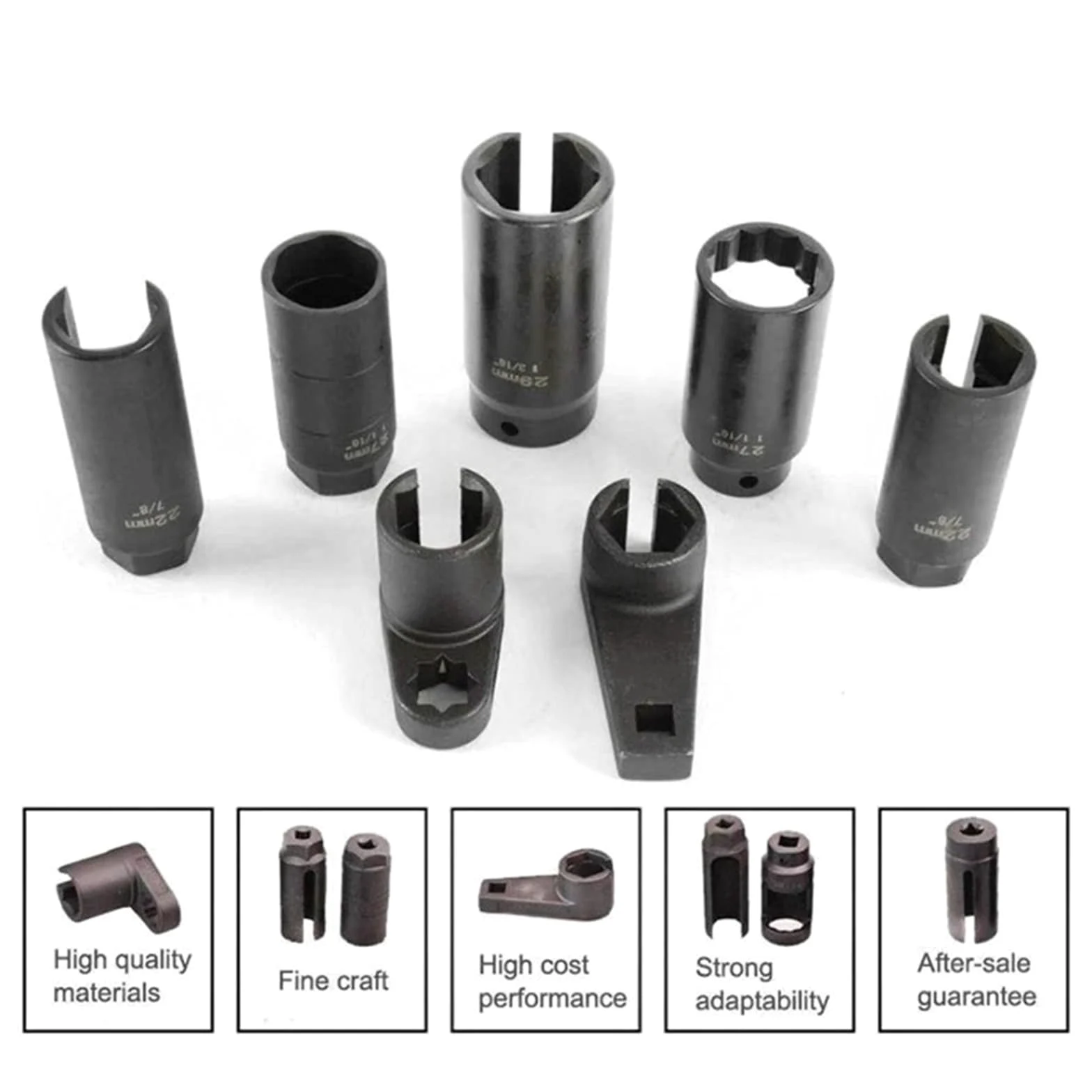 Juego De Llaves Vaso Con Sensor Acero CR-V 7 Piezas Accionamiento 1/2 Y 3/8" Manguito Oxígeno O2 Sensor Oxígeno Lambda