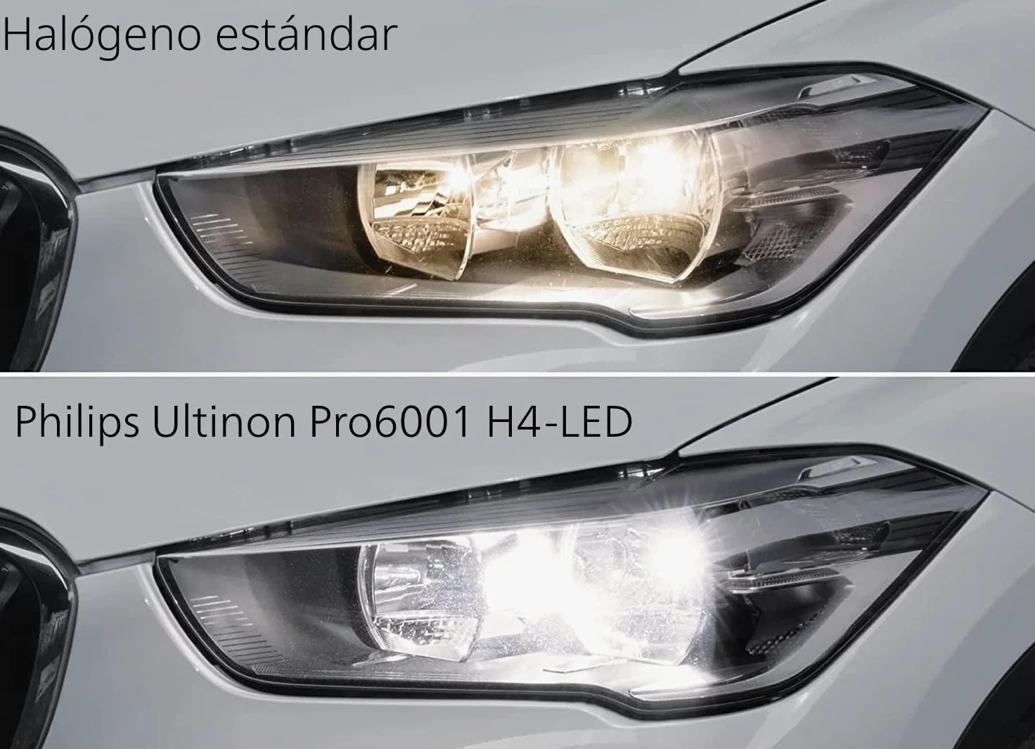 PHILIPS - 2 bombillas de coche H4 LED Ultinon U6001, homologadas, 5,800 K