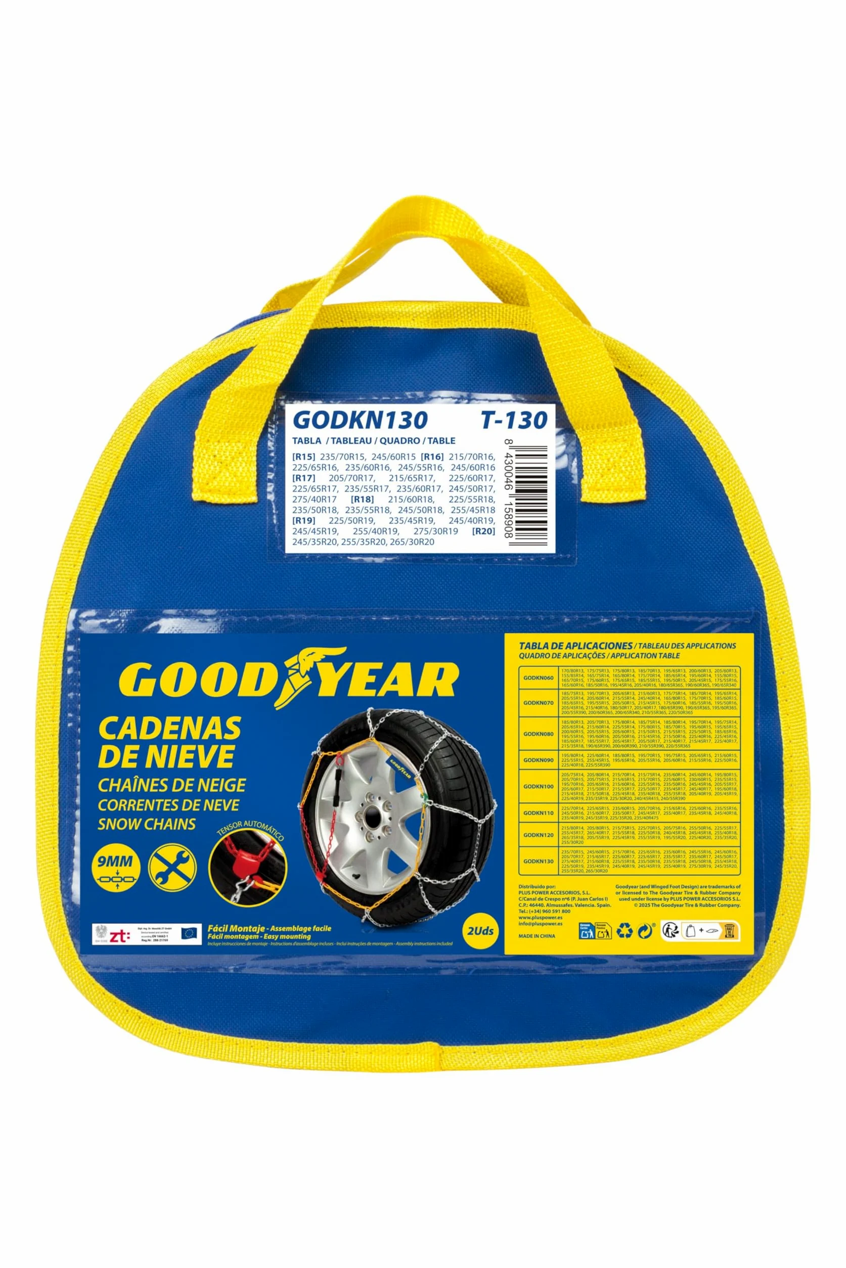 Goodyear Cadenas de Nieve Metálicas 9 mm 130 Tensor Automático