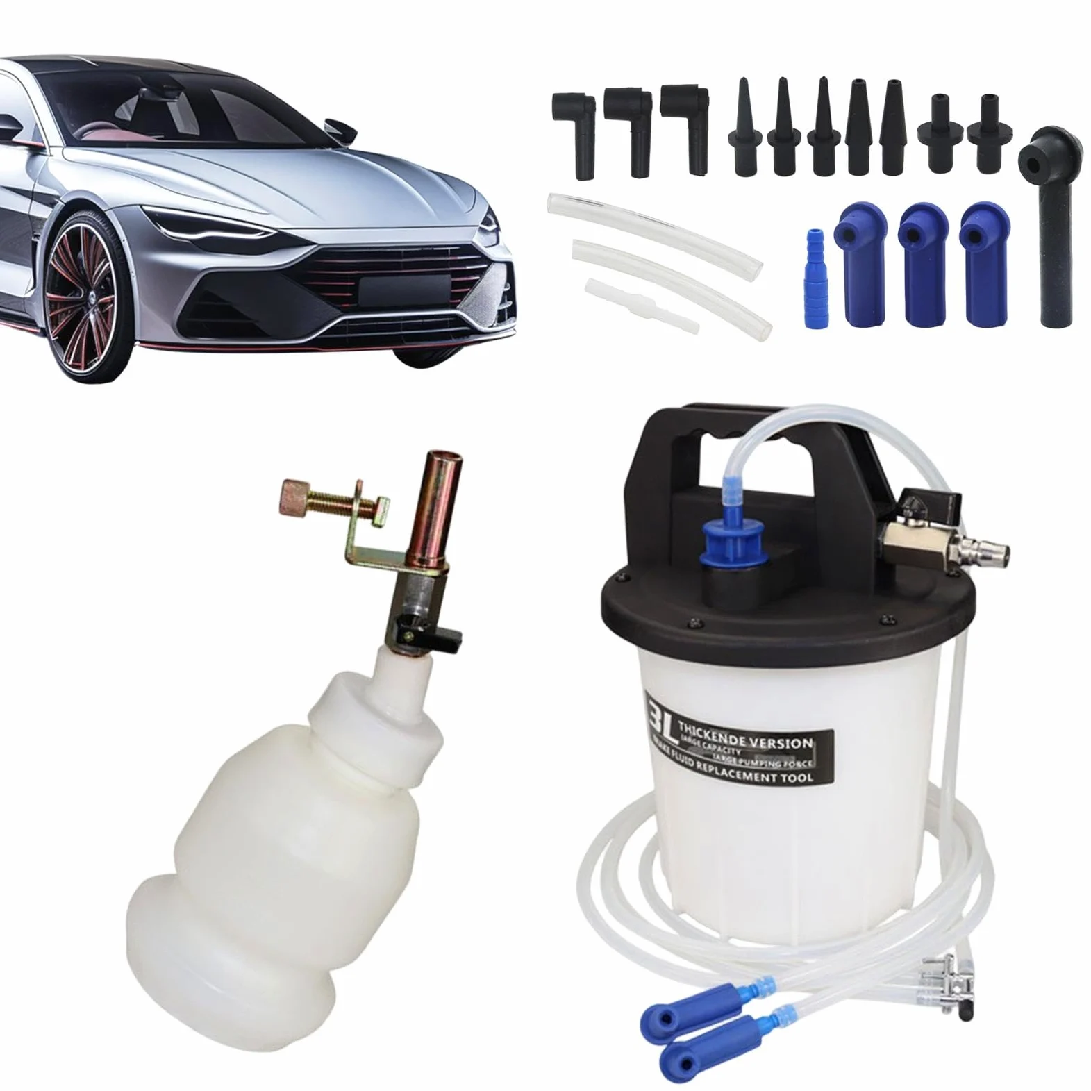 Generisch Extractor de líquido de aire comprimido Depósito de gran volumen con | Purgador de líquido de frenos neumático para mantenimiento rutinario, garaje, taller y mecánico de automóviles