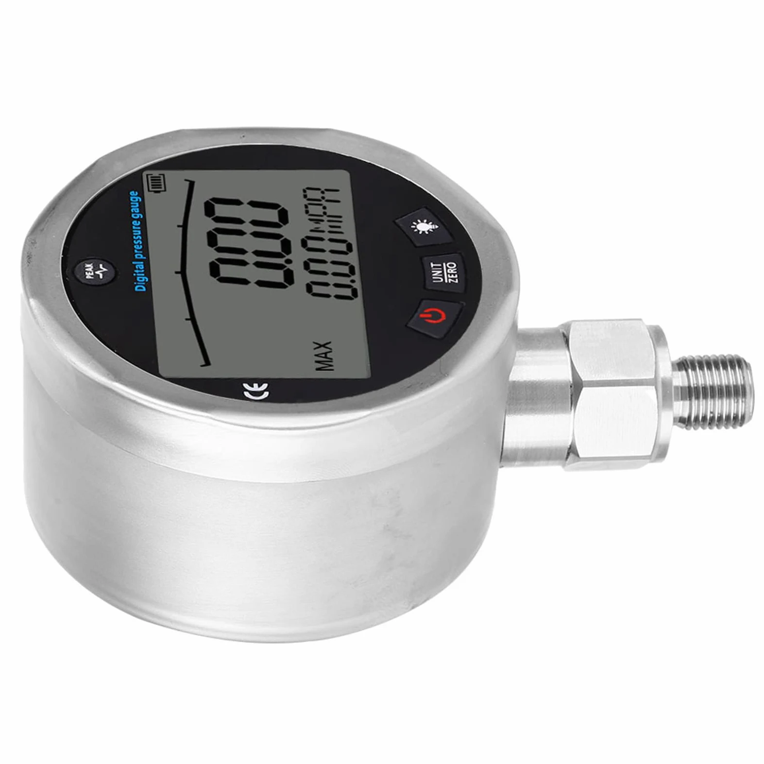 Manómetro Digital, 0-400BAR 0-40Mpa 0-5800PSI Pantalla LCD con Retroiluminación Azul, para Medición de Presión de Aceite de Aire de Agua en Herramientas Neumáticas del de