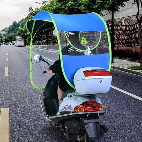 Toldo para sombrilla para scooter de motor, impermeable y cubierta de lluvia para scooters de movilidad, diseño totalmente cerrado y plegable