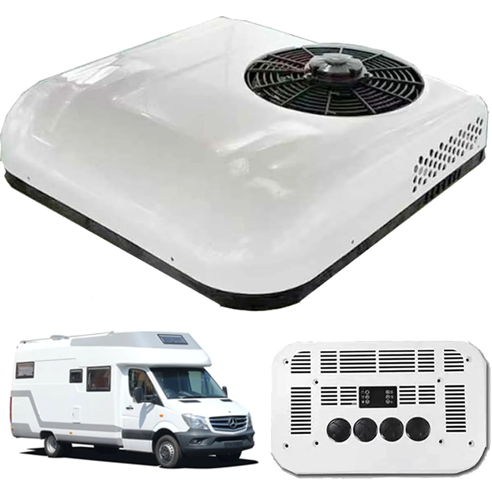 Aire Acondicionado para Caravana 12V/24V Techo Monovolúmenes Camionetas Autocaravanas White