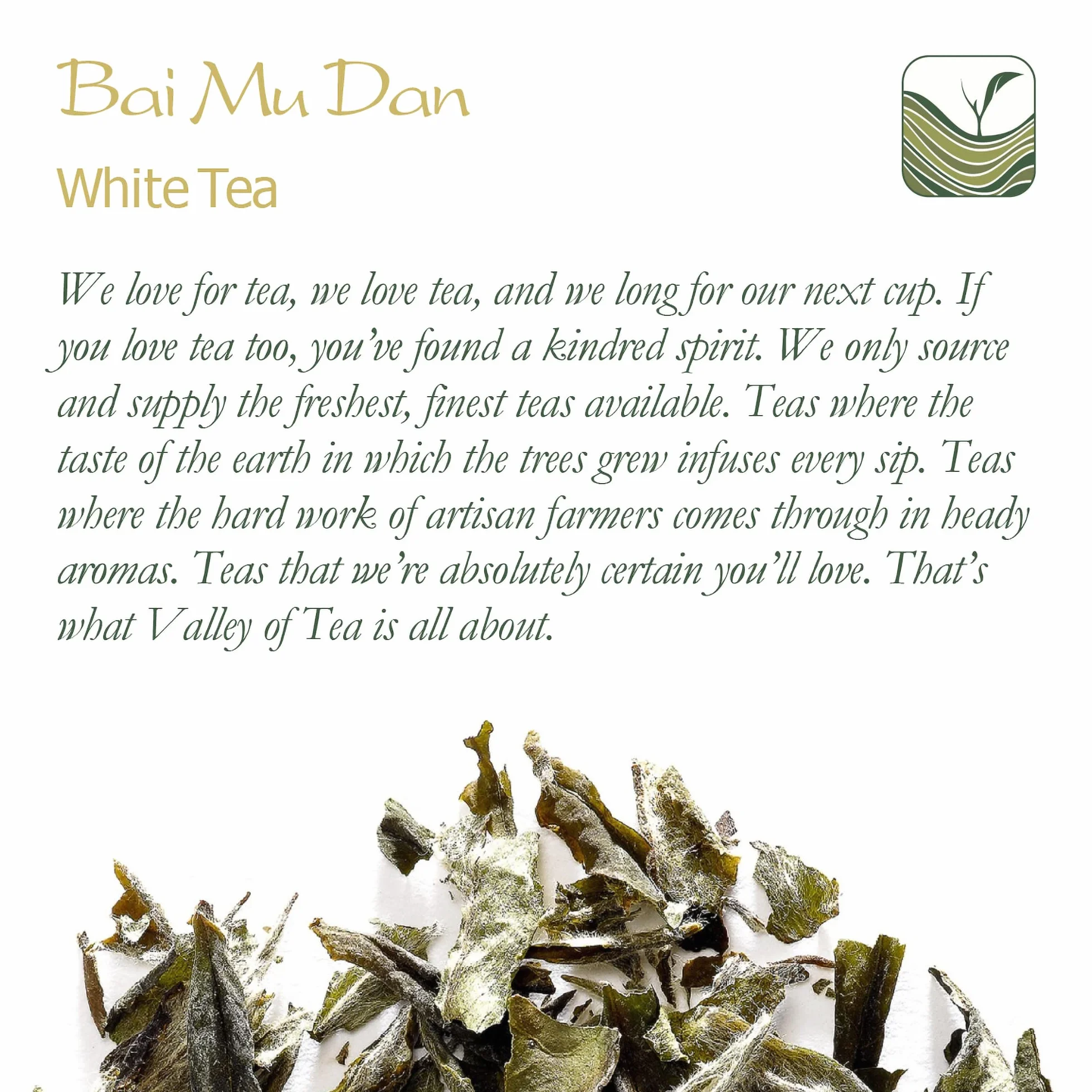 Peony Blanco Té Blanco Puro - Hojas Sueltas Bai Mu Dan