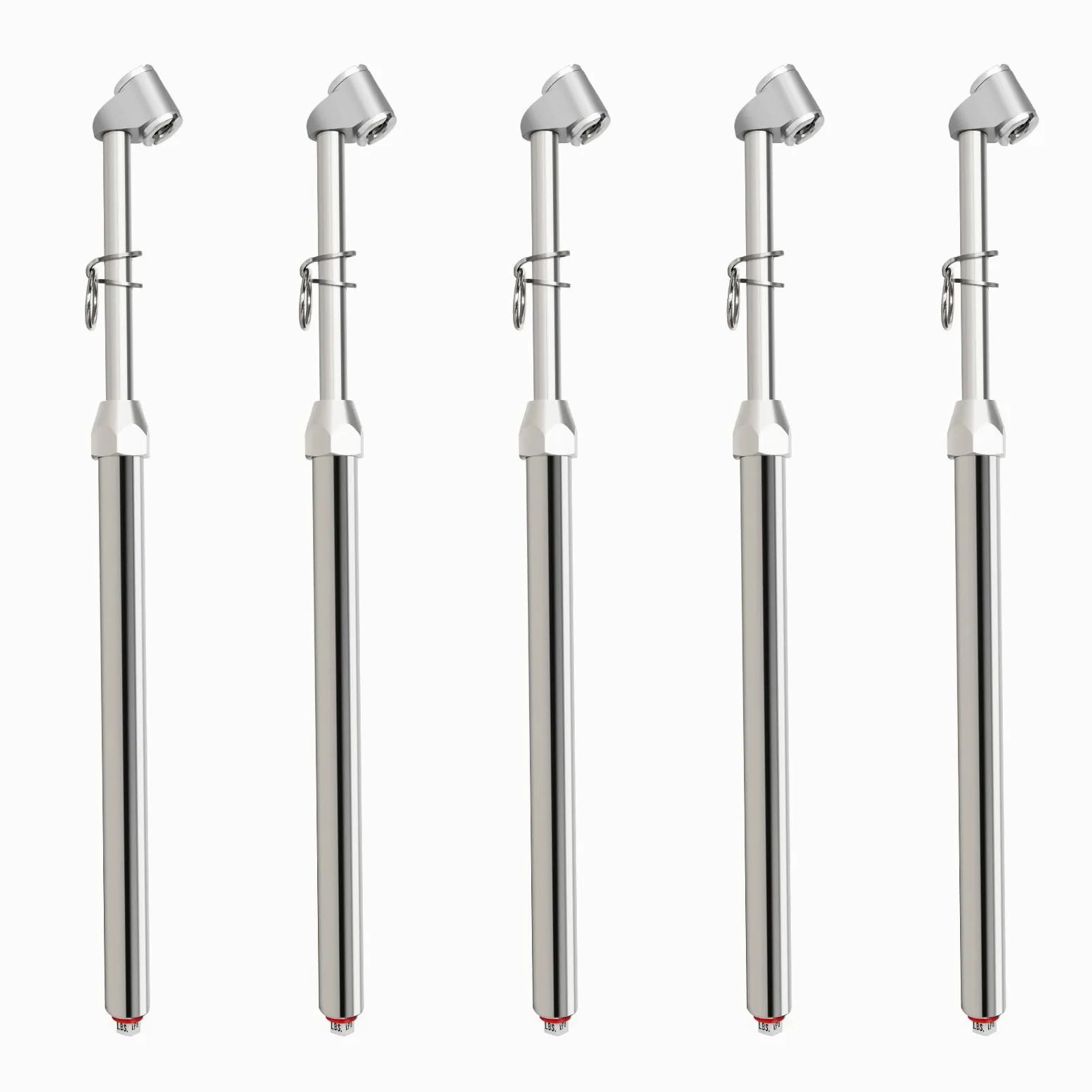 MEANLIN 5PCS Manómetro de presión de neumáticos tipo recto doble plateado, manómetro de aire de doble cabezal, rango de presión 120~1020 KPa (Adecuado para camiones, etc.)