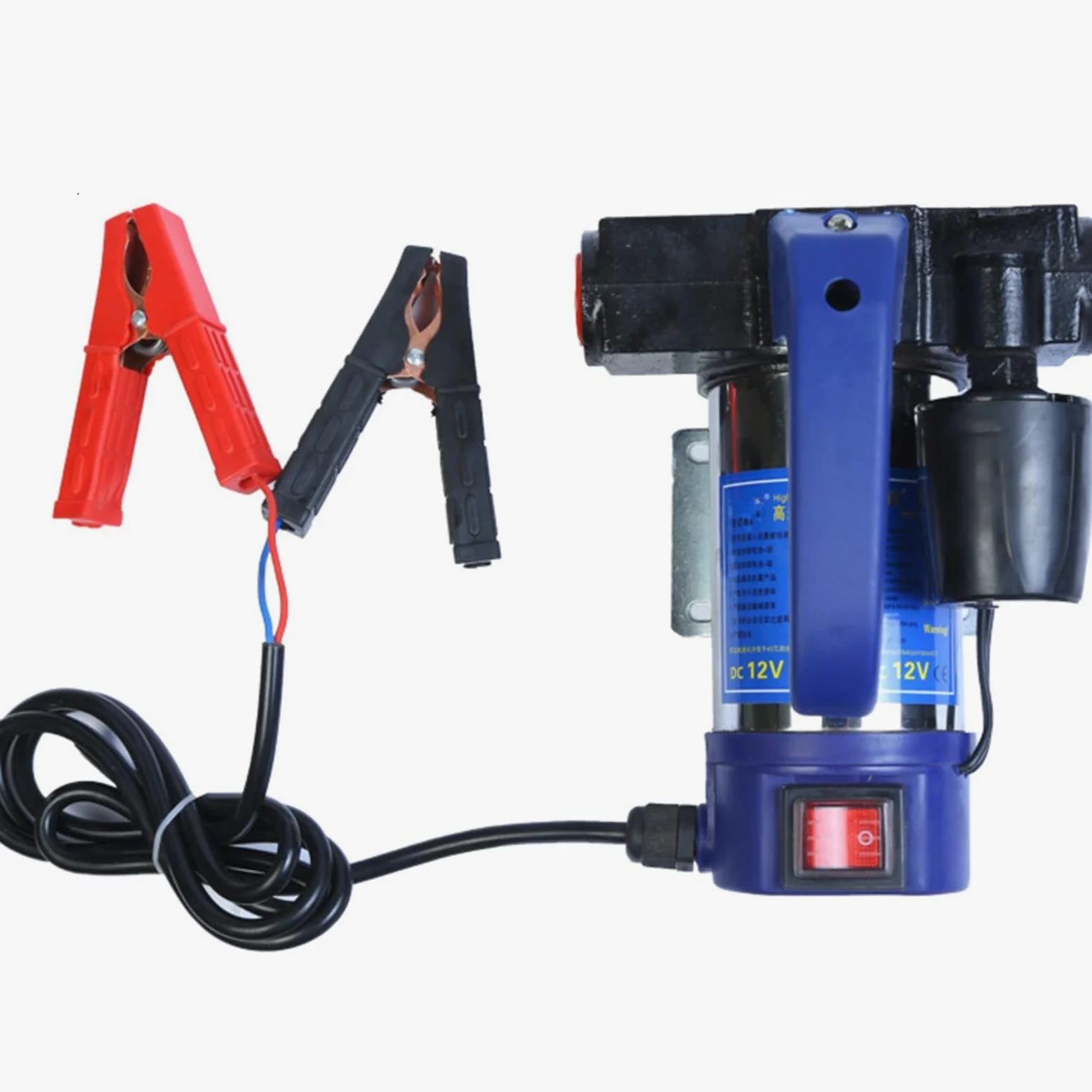Bomba de transferencia aceite y combustible portátil, autocebante con interruptor presión, 12V, 24V, 220V, queroseno diésel eléctrico bomba de sifón manual para gas(12V)