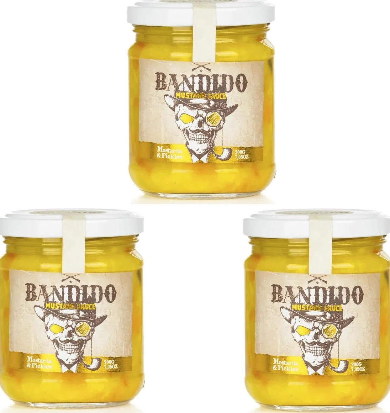 Mostaza Bandido con Pepinillos 200 g Crema de Mostaza Gourmet con Verduras Encurtidas Portugal