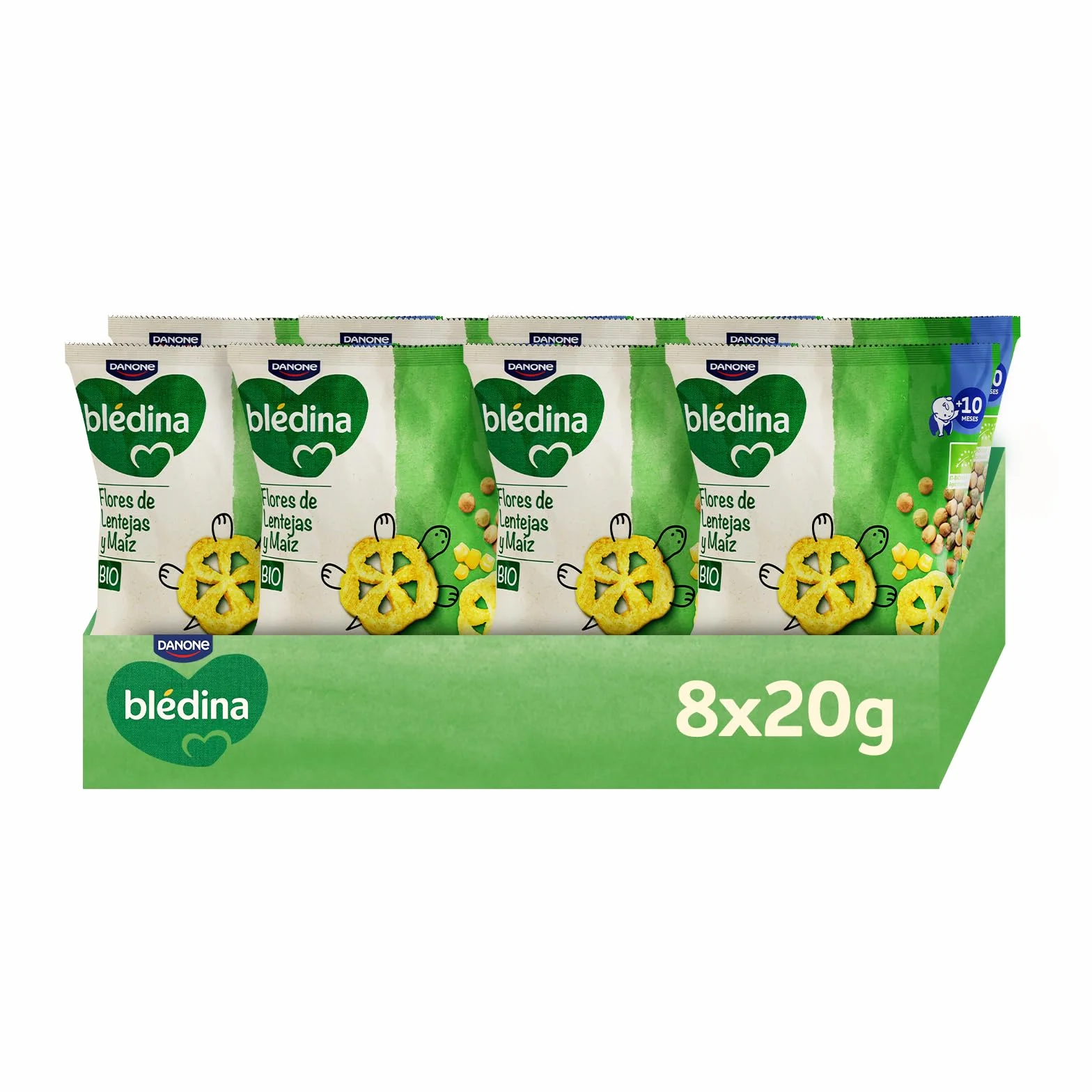 Blédina Snacks BIO Bolsas Lentejas y Maíz Sin Gluten Pack 8x20g