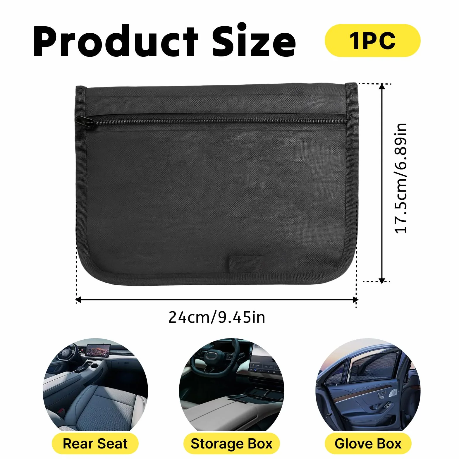 Carpeta de Coche Organizador de Guantera A5, Porta Documentos Coche con Cremallera, Portadocumentos A5 con Múltiples Compartimentos para Papeles del Vehículo