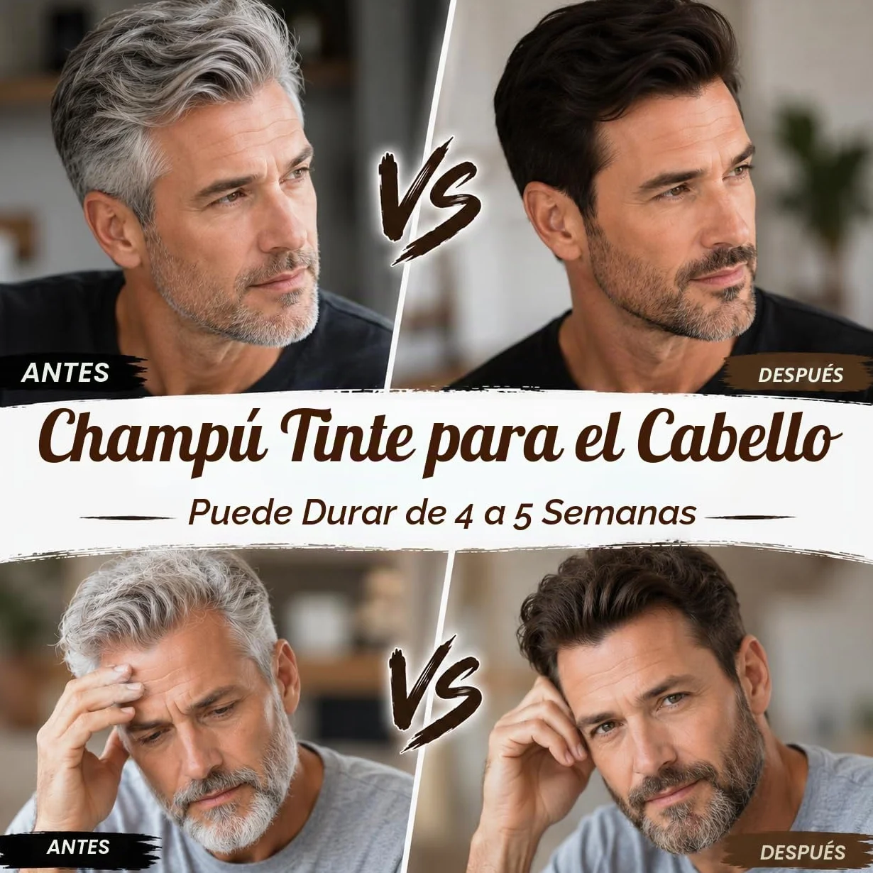 Champú Color Castaño Oscuro 500ml Tinte para Cabello Negro