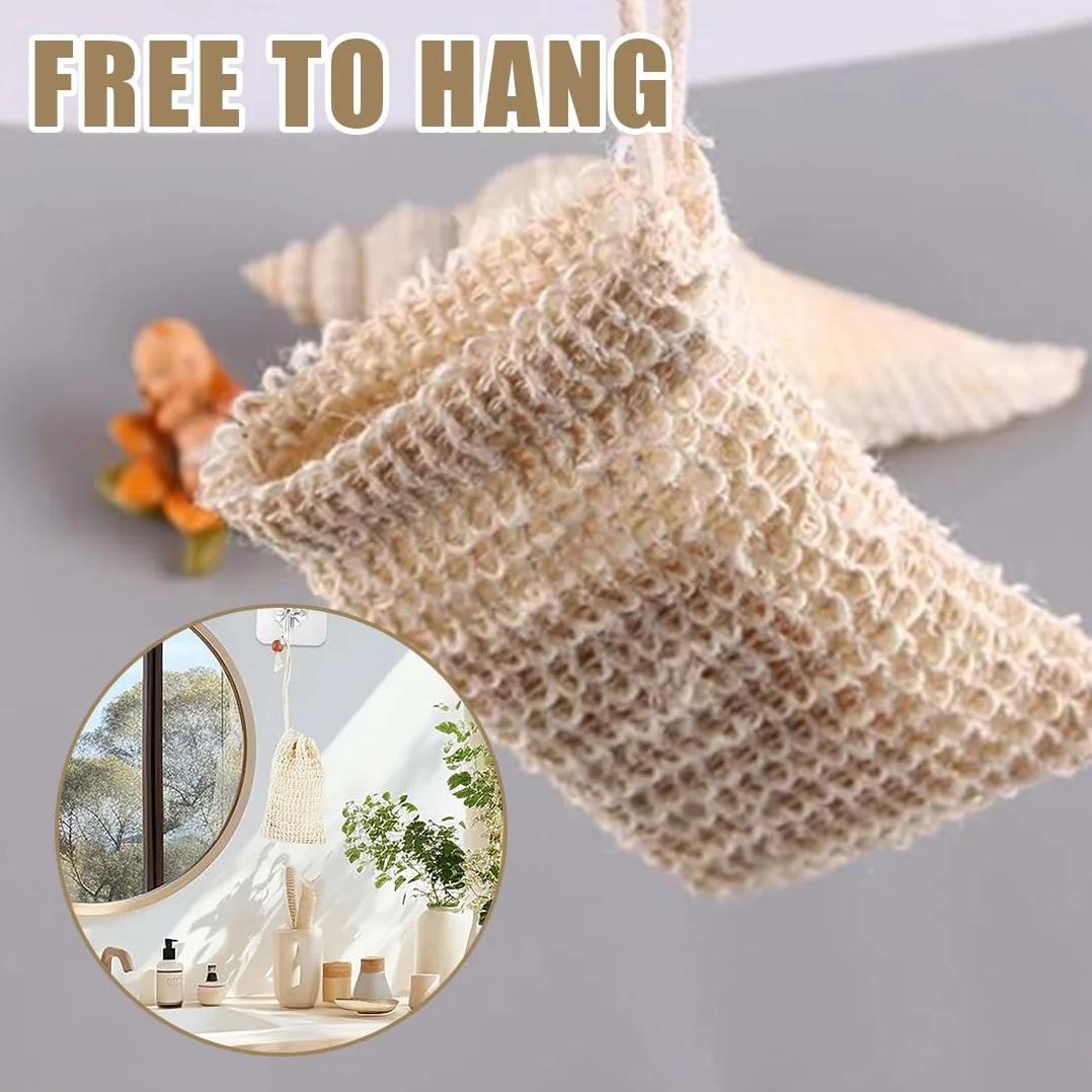 Bolsa De Jabón Orgánica De 3 Piezas De Sisal Natural Exfoliante