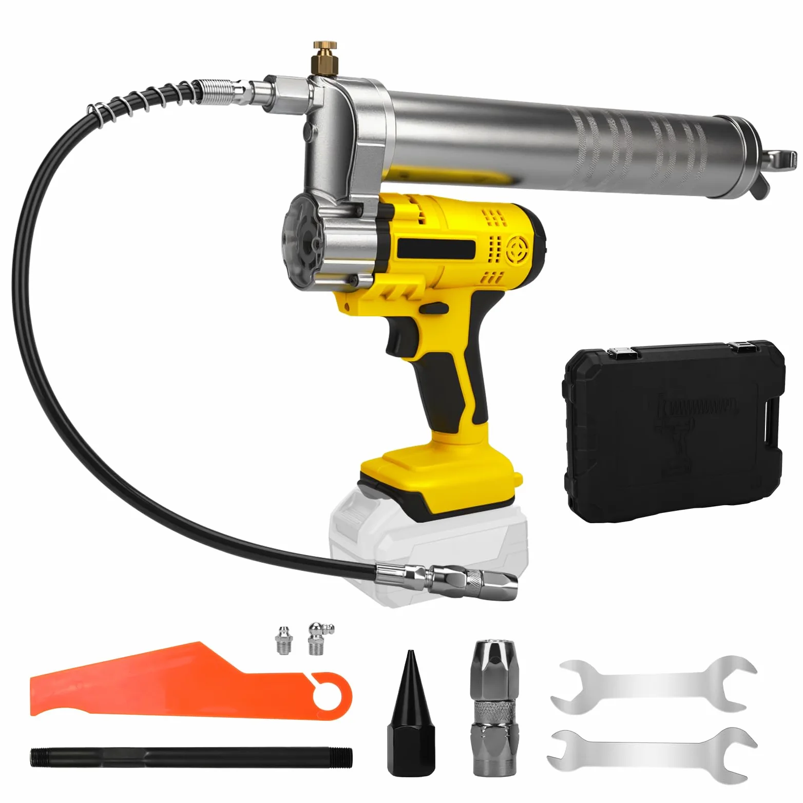 WingFly Engrasadora Batería Compatible con batería Dewal de 20V, 10000 PSI Pistola de Engrase, Kit de Pistola de Engrasar Eléctrica con Luz LED, Manguera Flexible de 39.4" y Acoplador