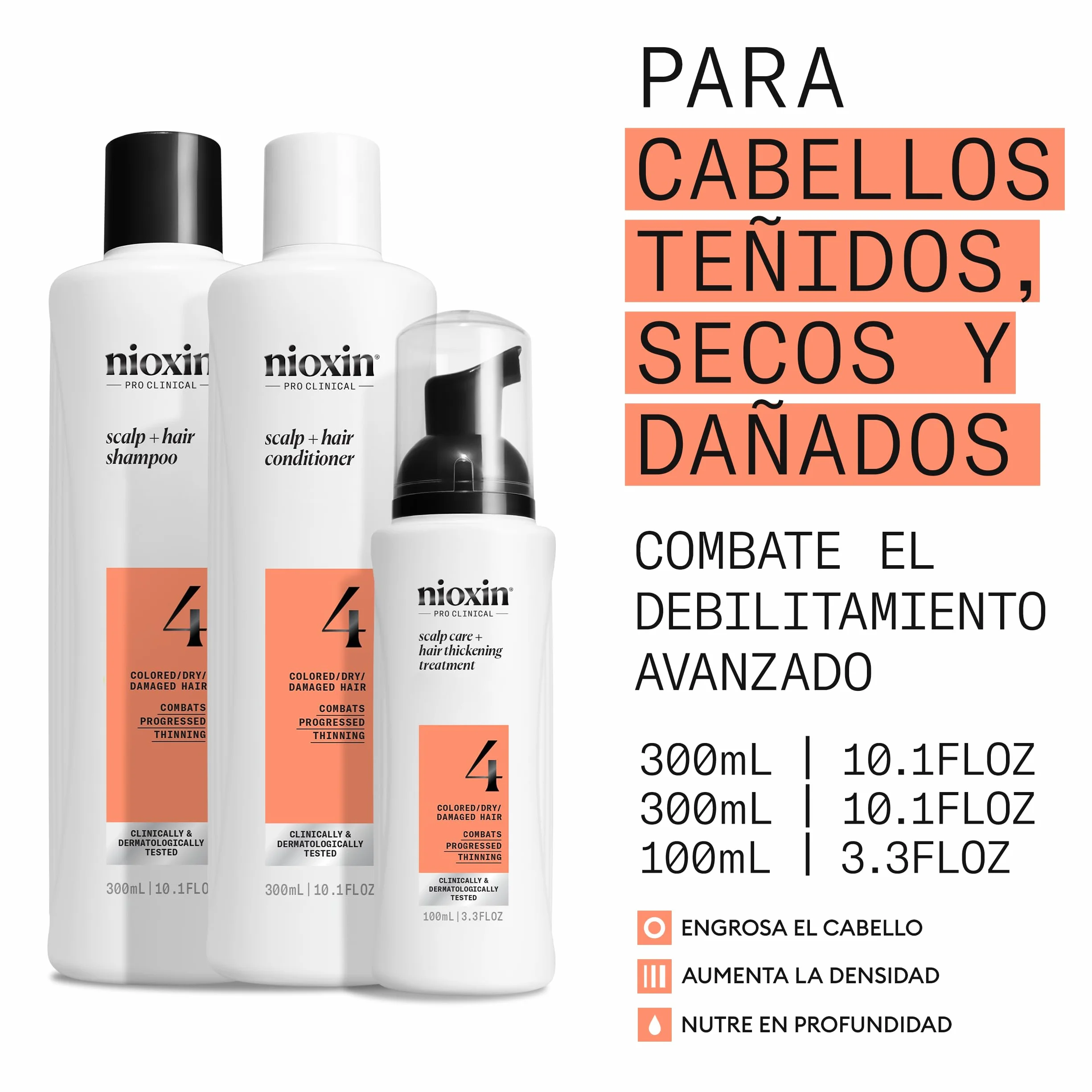 Nioxin Sistema 4 Champú Acondicionador Tratamiento Cabello Teñido Dañado Debilitamiento Avanzado