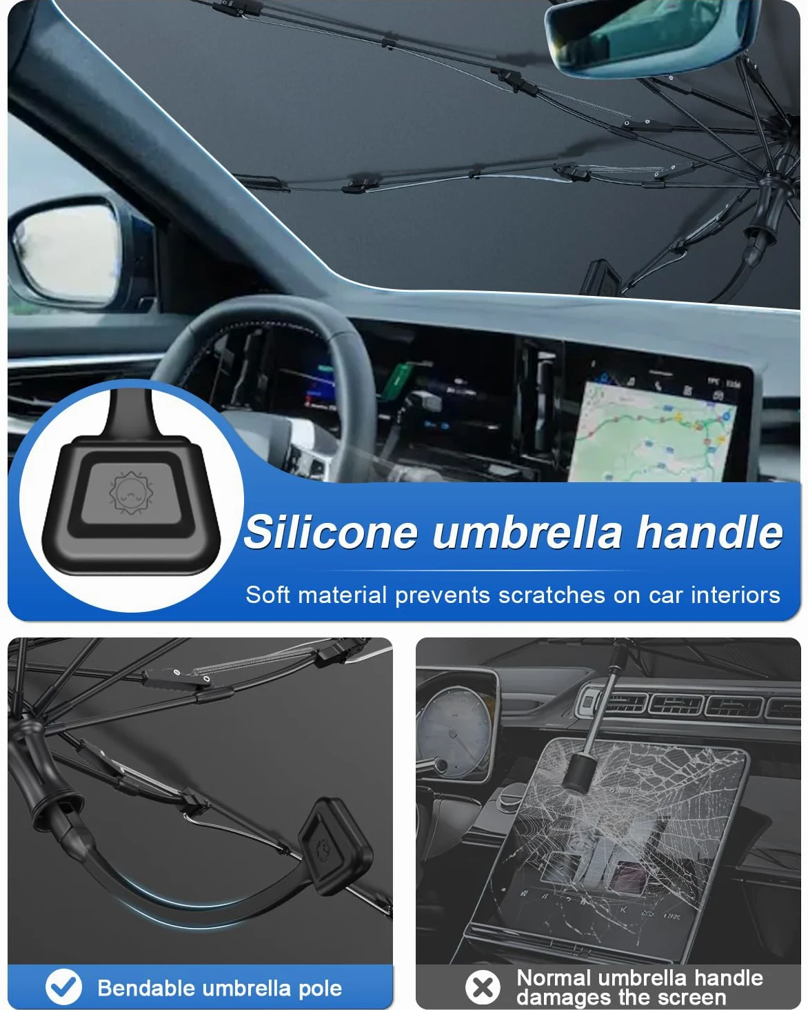 SHAOHAO Conpatible con R*enault Rafale 2024 2025 Parasol Coche Delantero Protector Solar Parasol Paraguas Coche Resiste a los Rayos UV Plegable R*enault Rafale Accesorios