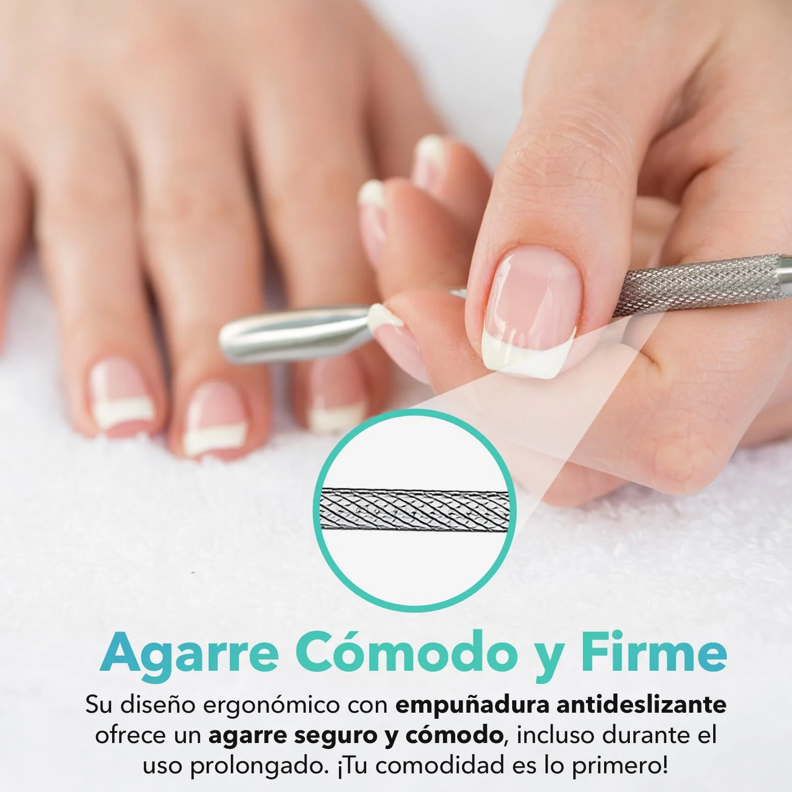 Set Manicura y Pedicura Profesional 4 en 1 – Cortacutículas, Lima de Uñas y 2 Empujadores de Cutículas de Acero Inoxidable – Kit Corta Uñas Adulto, Removedor de Cutículas, Ideal para Viaje