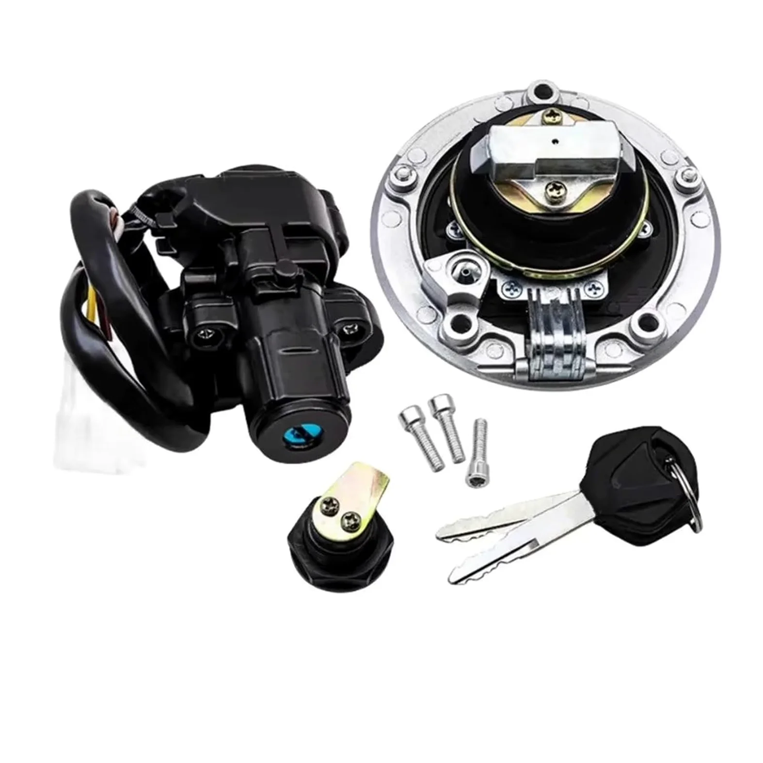 Interruptor De Llave De Encendido para Kawasak Bloqueo Interruptor Encendido | Encendido motocicleta plástico metálico juego llaves cerraduras puerta eléctricas 4 cables