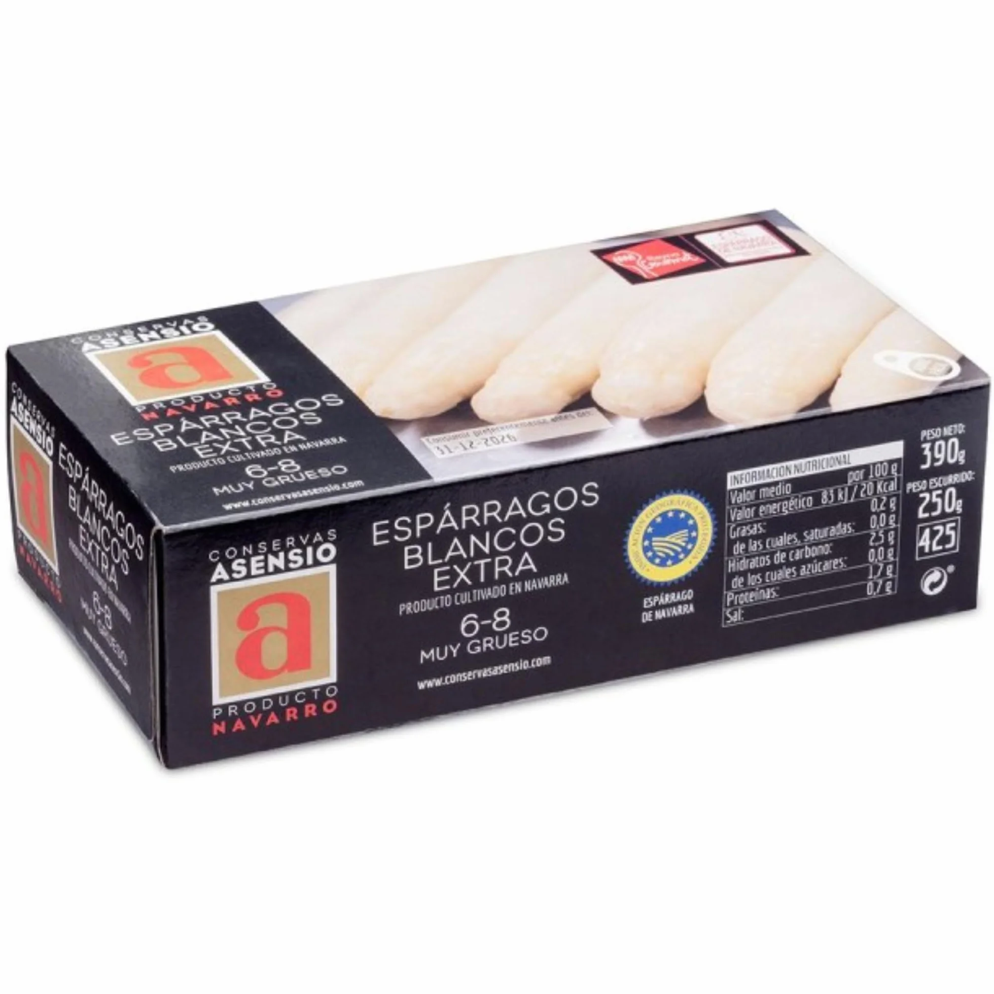 Espárragos Blancos de Navarra 6-8 ud Lata 390 gr Netos 6 Unidades