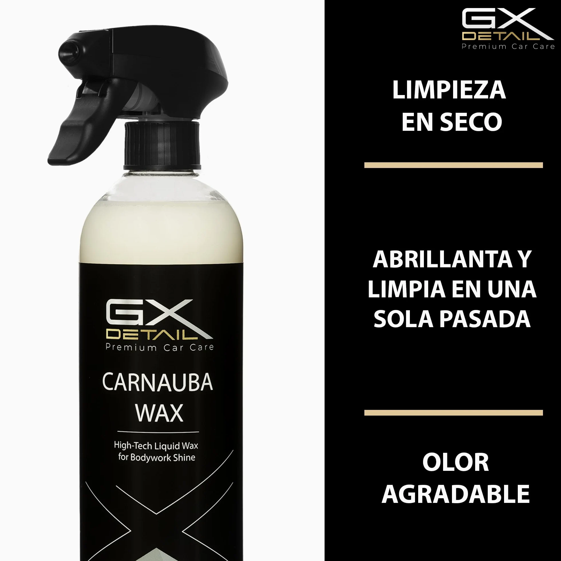 GxDetail Cera Líquida de Carnauba para Coche 5 Litros – Limpieza en Seco - Brillo Profundo y Protección Duradera – Acabado Hidrofóbico y Resistencia UV – Fácil Aplicación y Secado Rápido.