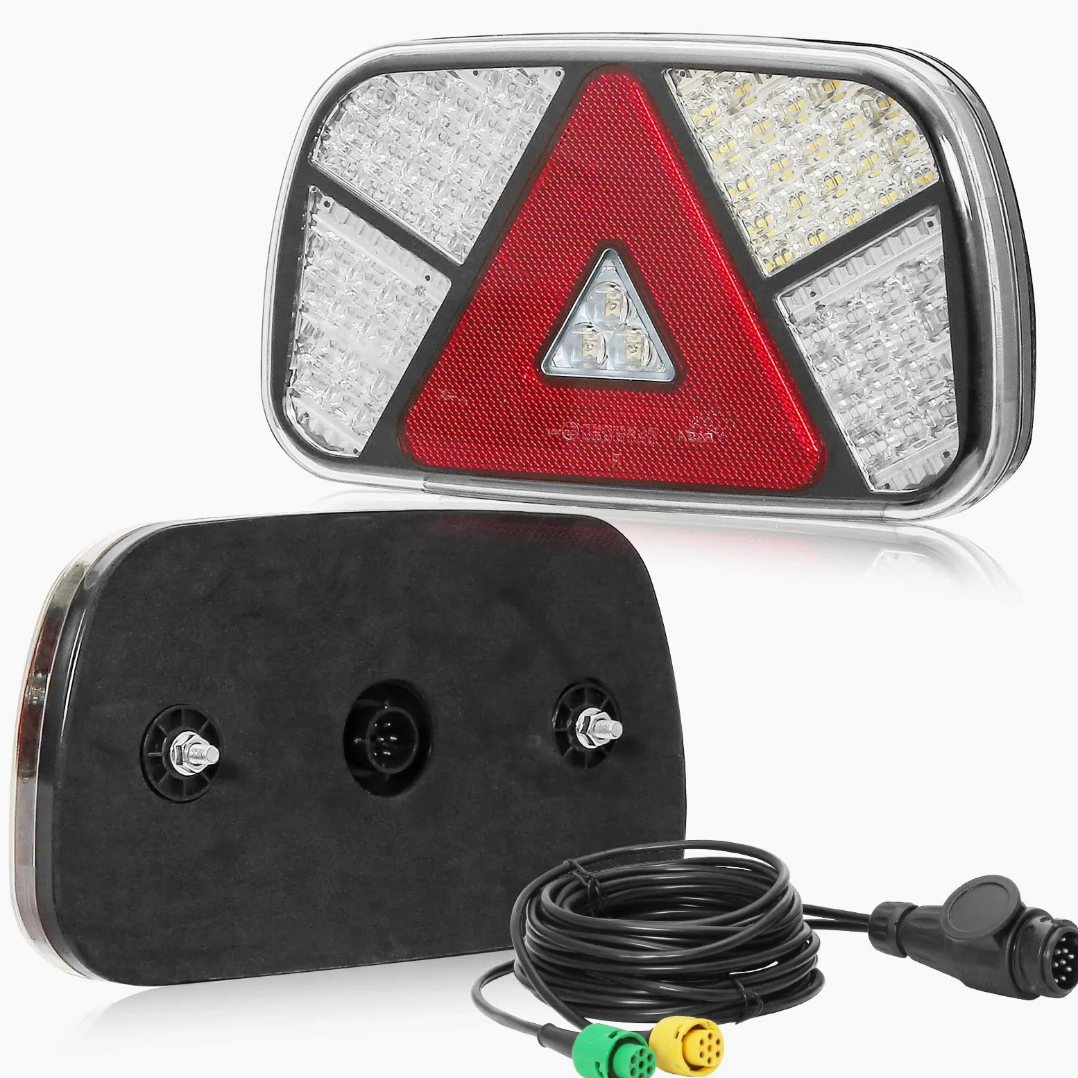 Pilotos Led Remolque 12V 24V, 7Funciones Luces Remolque Traseras con Cable 4m Precableada Enchufe 13pines con Conexión De Bayoneta de 2x6pines, Juego Luces Traseras Remolque Homologados