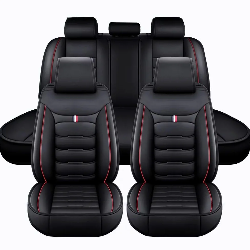 Coche Juegos de Cubreasientos, para Renault Kadjar 2015 2016 2017 2018-2022 5 Plazas Cuero Protector de Asiento de Coche Accesorios,Standard Version-Black Red