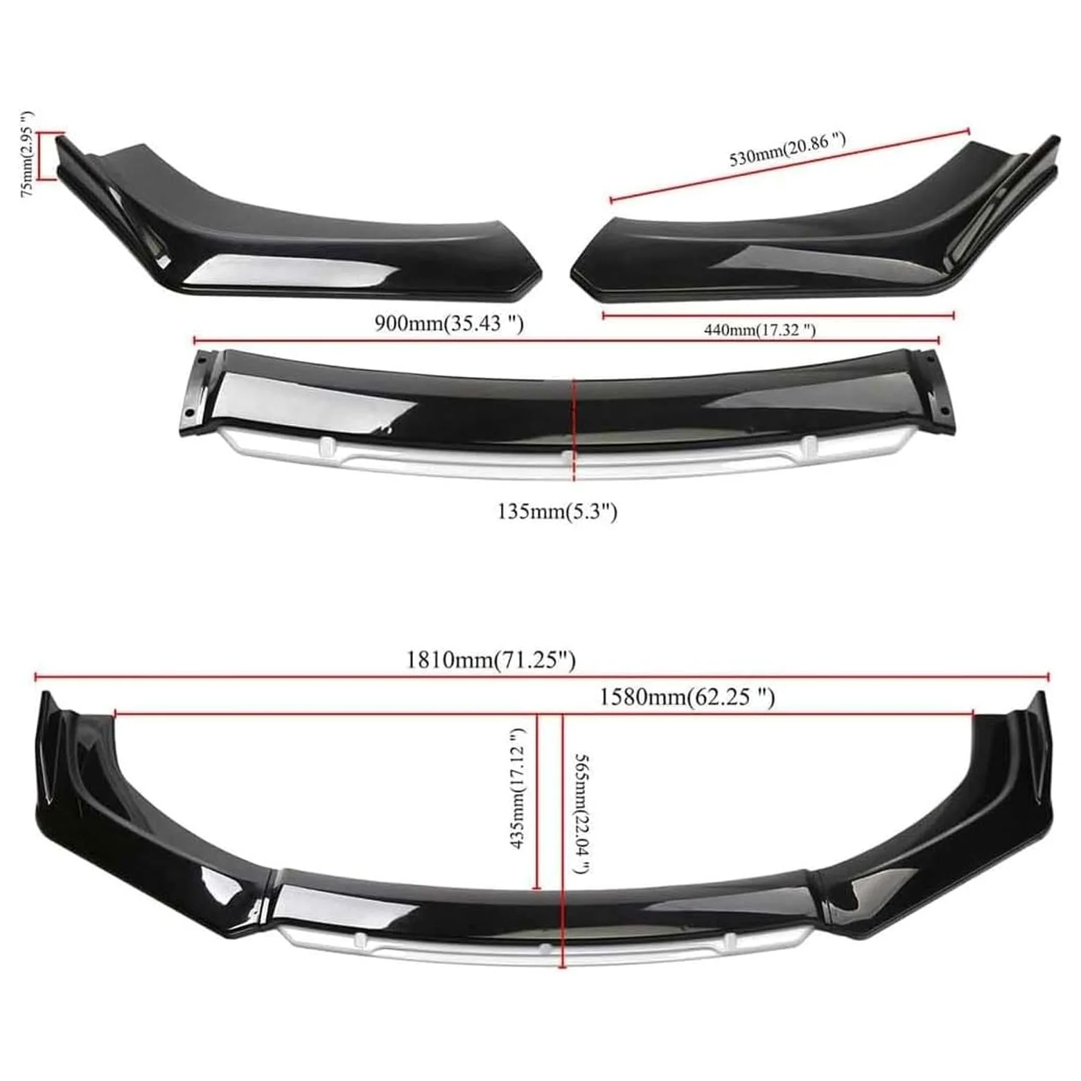 para Lexus IS250 2005-2026, Alerón Delantero Coche Parachoques Delantero Lip Difusor Labio Parachoques Delantero Accesorios,B/Carbon Fiber Black