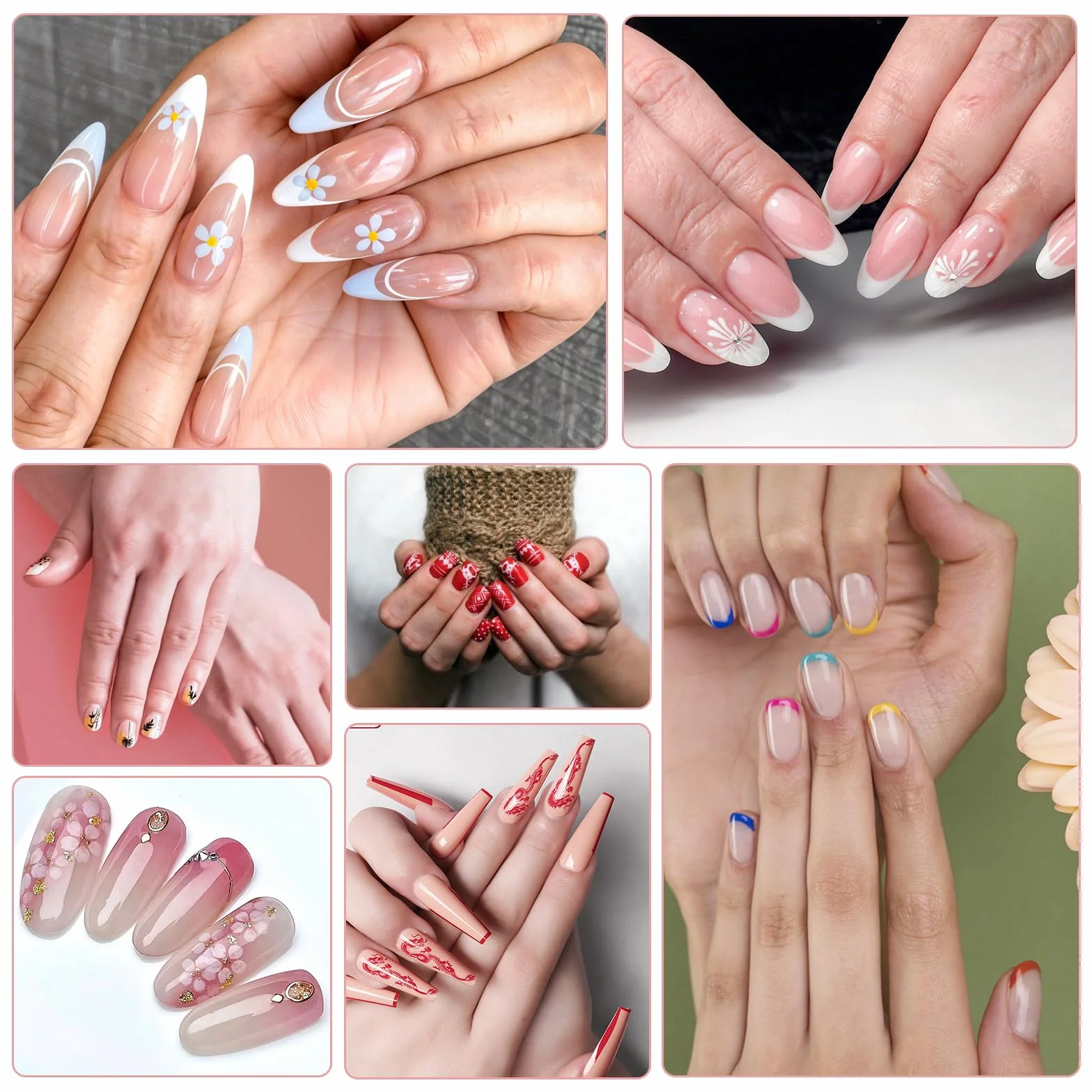 Sellos de uñas francesas JIYN, sello de doble punta de silicona con rascador para manicura DIY