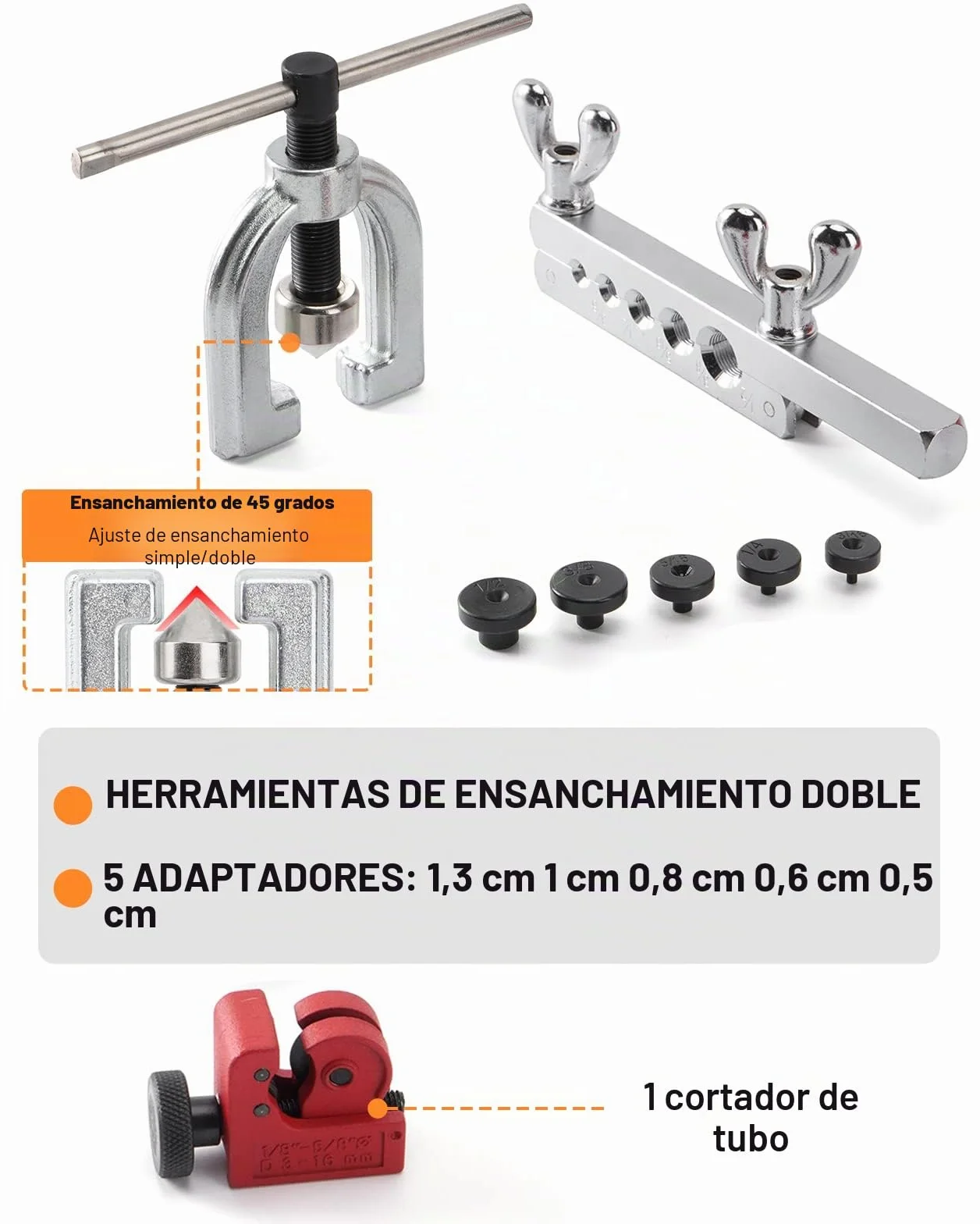 Herramienta Abocardar Tubos Freno, 7m Ø 4,75mm Tubo de Freno Cobre-Níquel Kit (16 Conexiones de Tornillo + 4 Conectores)