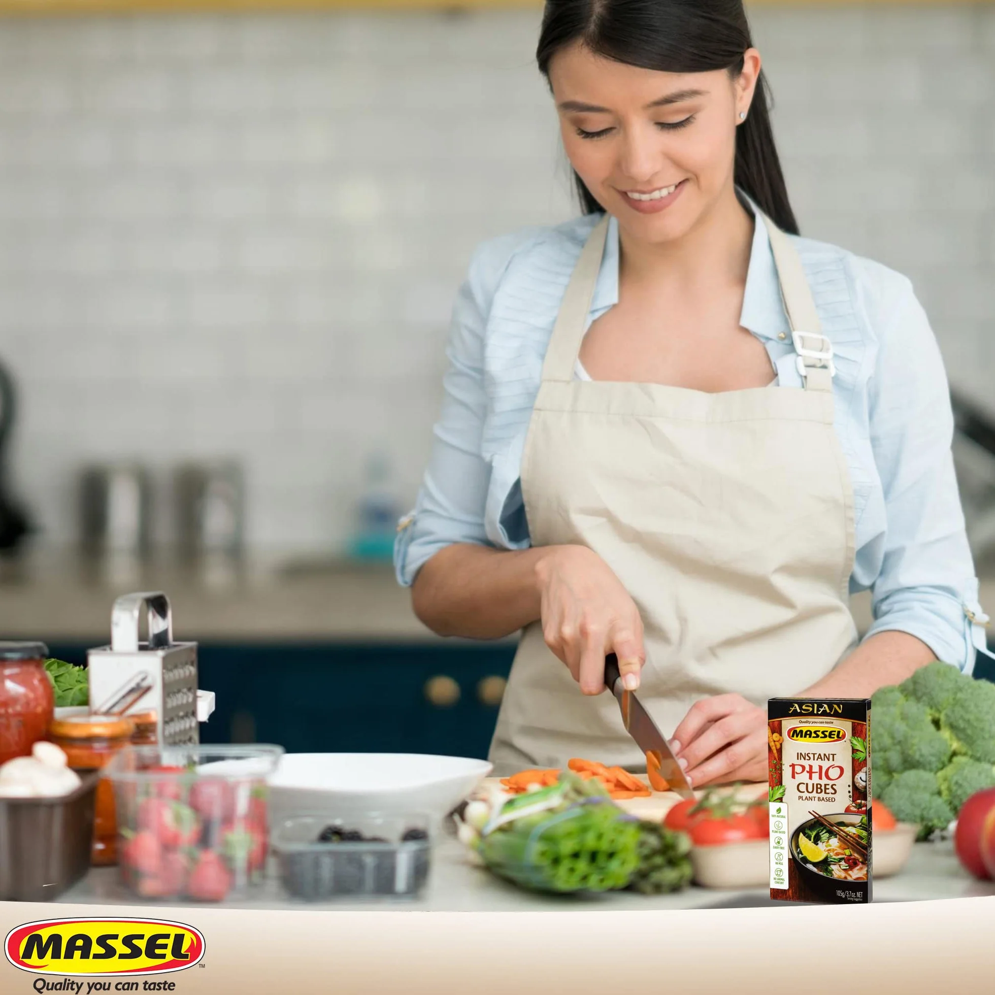 Massel Cubos asiáticos caldo instantáneo sin gluten sabor pho paquete 6 x 105 g