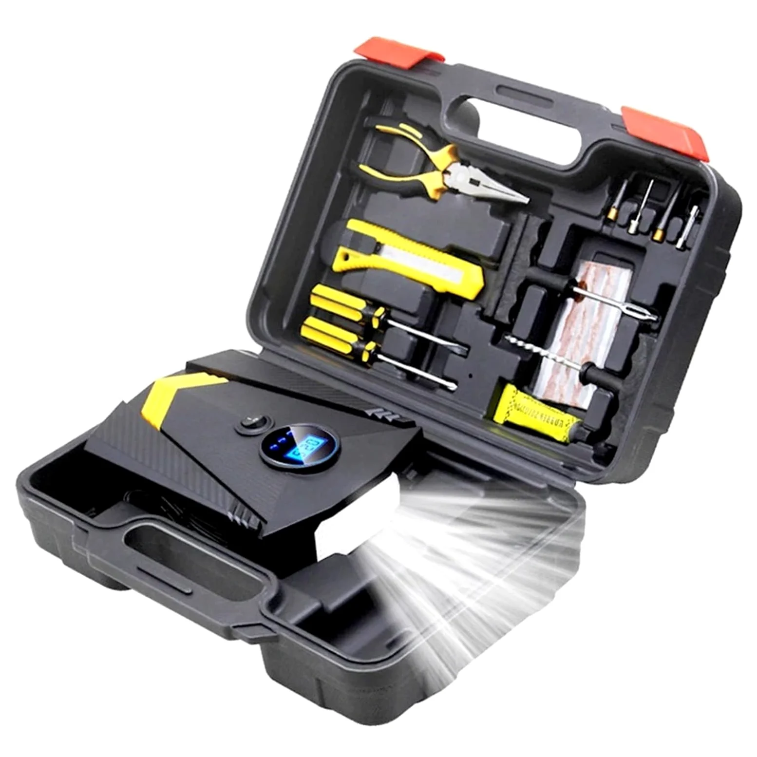 Bomba Inflable Digital For Neumáticos De Coche, Compresor De Aire Automático con Iluminación For Ruedas De Coches, Inflador De Neumáticos Eléctrico De 12V Inflador RáPido(Digital with Box)
