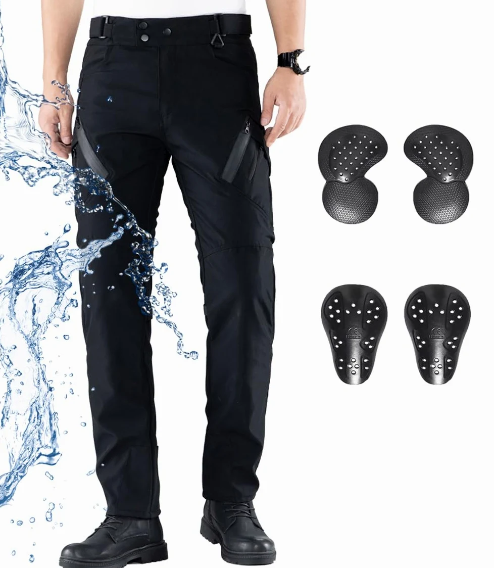 CTBQiTom Pantalón Moto para Hombre y Mujere con Protección, Pantalón de Moto Impermeable y Transpirable con Coraza Desmontable CE