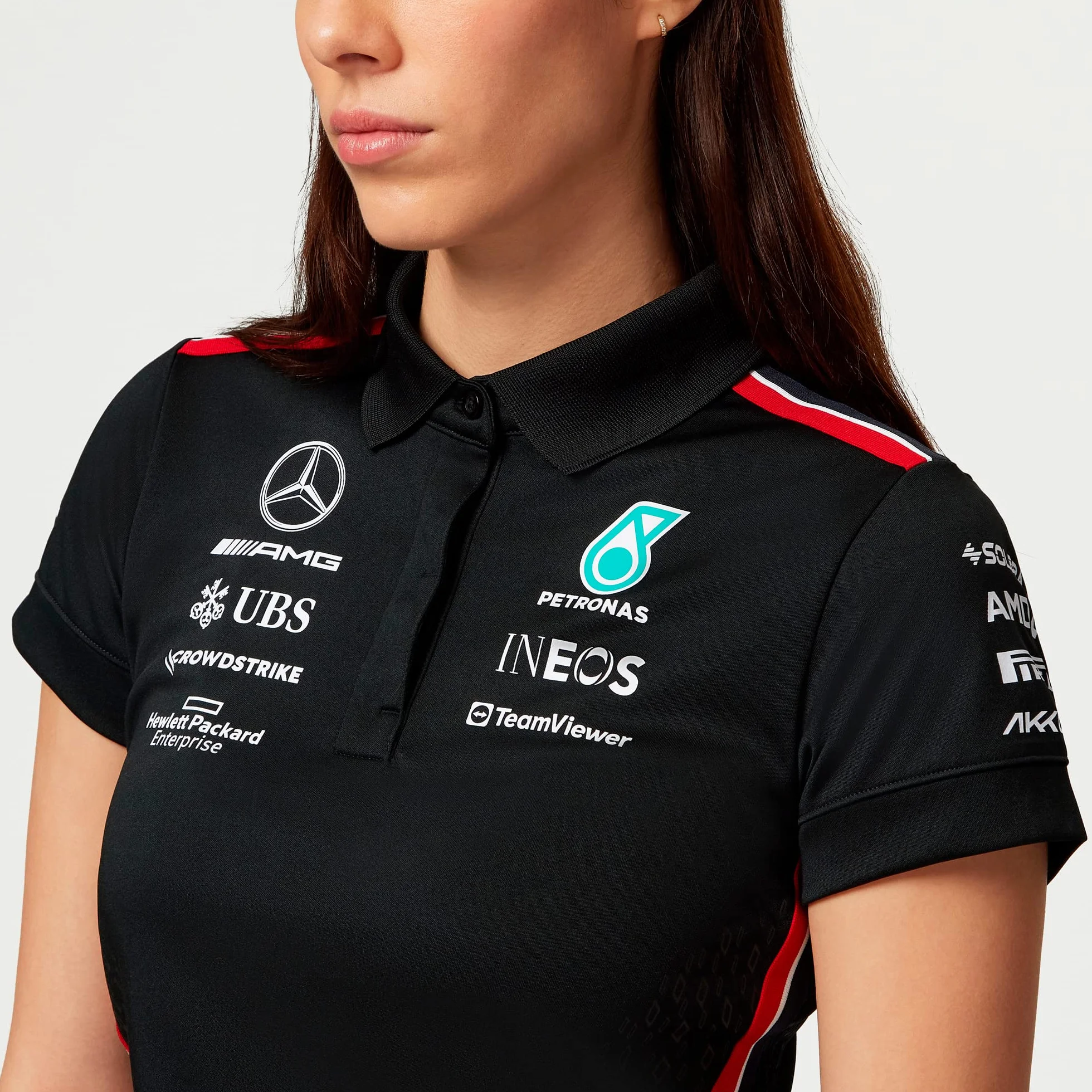 Mercedes AMG Petronas Formula One Team Polo del Equipo para Mujer 2023 Negro Talla M