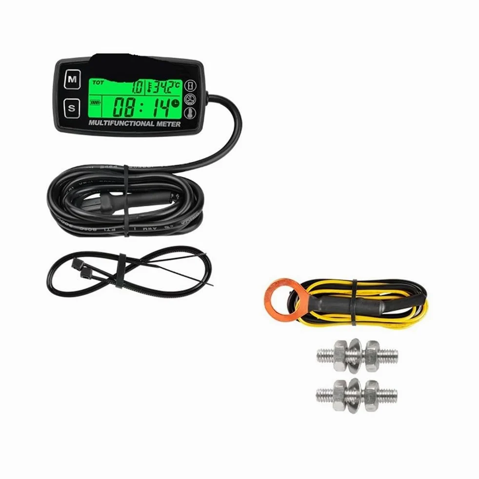 Tacómetro digital, tacómetro digital para motocicleta, medidor de tacómetro inductivo reiniciable, termómetro de horas de temperatura para barcos, motores de gasolina, vehículos todo terreno marinos