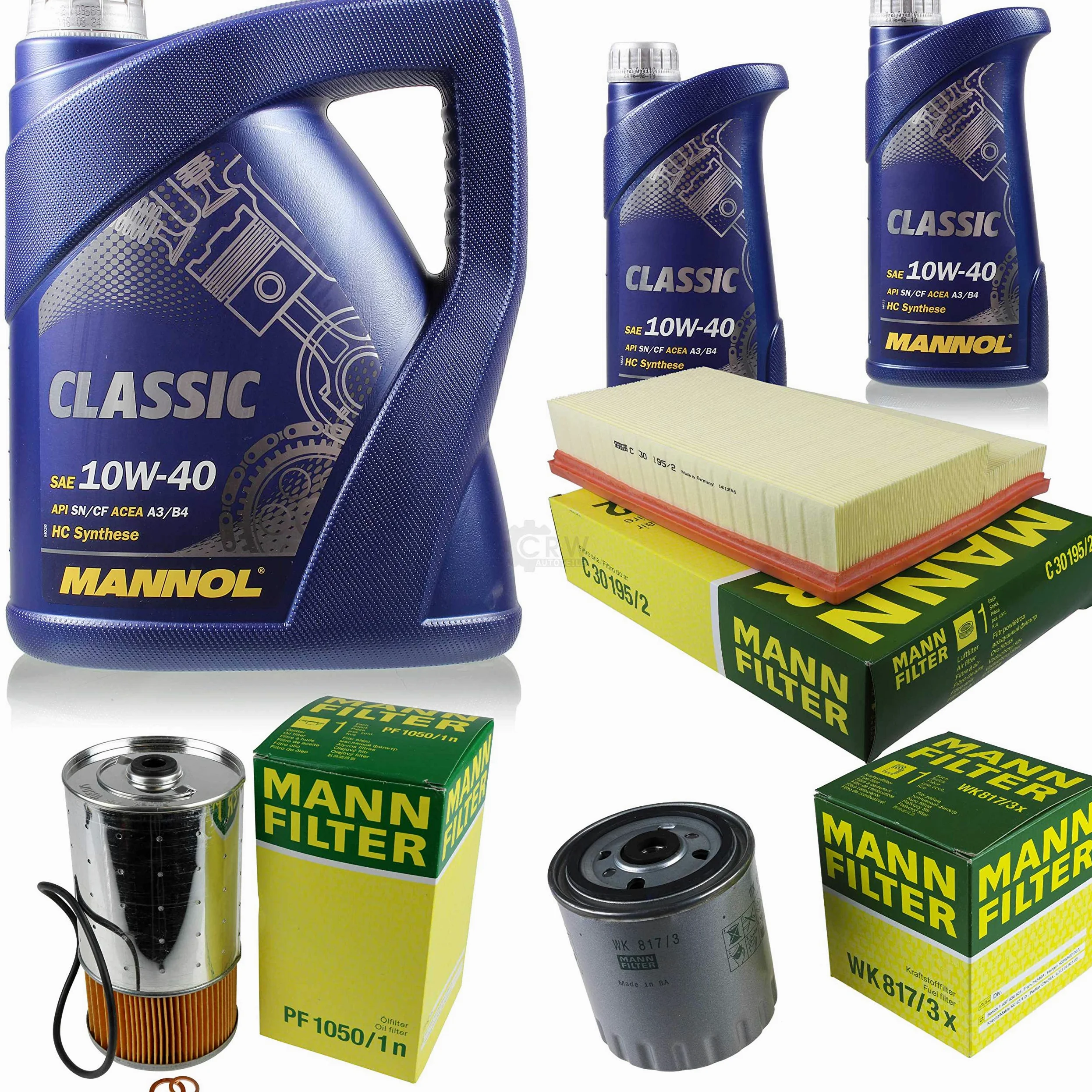 Set 85461286 C 30 195/2 PF 1050/1 n MN7501-1 WK 817/3 x MN7501-5 paquete de inspección 7 L Classic 10W-40 + paquete de filtros MANN 10934423