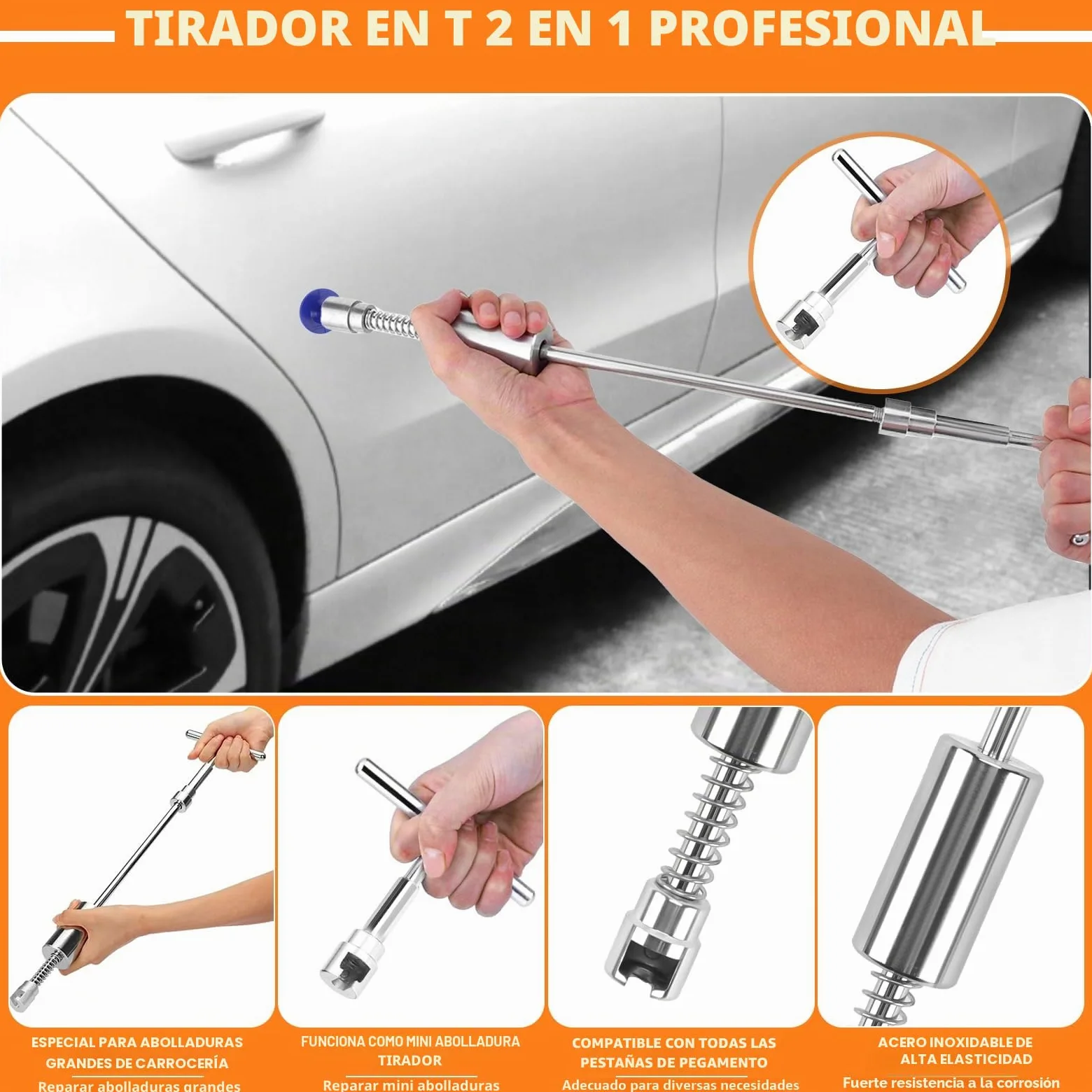 KAOLALI Kit de Extractor de Abolladuras de Coche, 78Pcs Kit de reparación de abolladuras, con Extractor de Abolladuras Dorado de Puente y Pistola de Pegamento para Reparación de Abolladuras de Coche