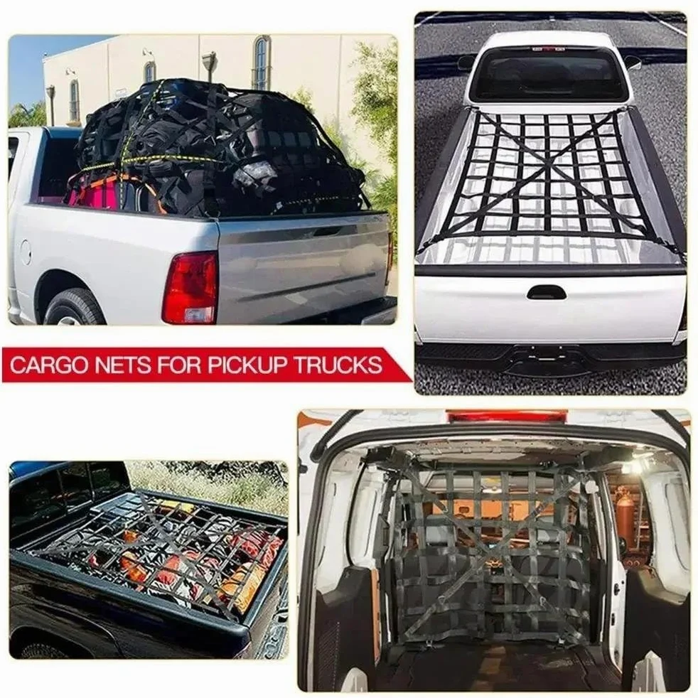 Redes de almacenaje para Coche Red Carga Portaequipajes Techo Alta Resistencia Correaje PVC Camioneta Camioneta SUV Furgoneta Red Control Seguridad Techo Red Elástica Maletero(MX)