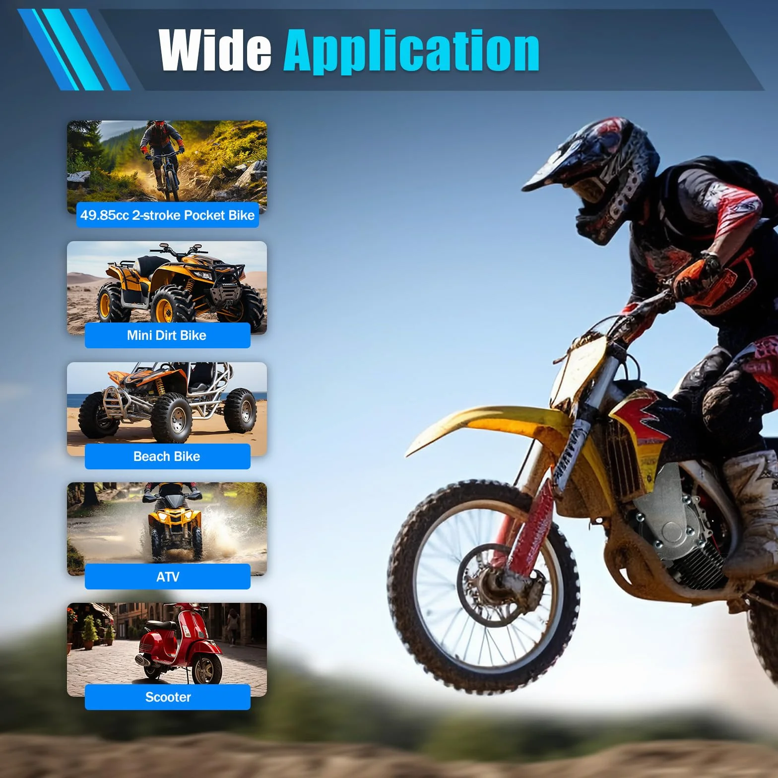 Mini motor de 49 cc, motor de 2 tiempos, motor completo, mini engranaje, carburador de bolsillo, motor de un solo cilindro, motor completo, para mini Pocket Dirt Bike ATV