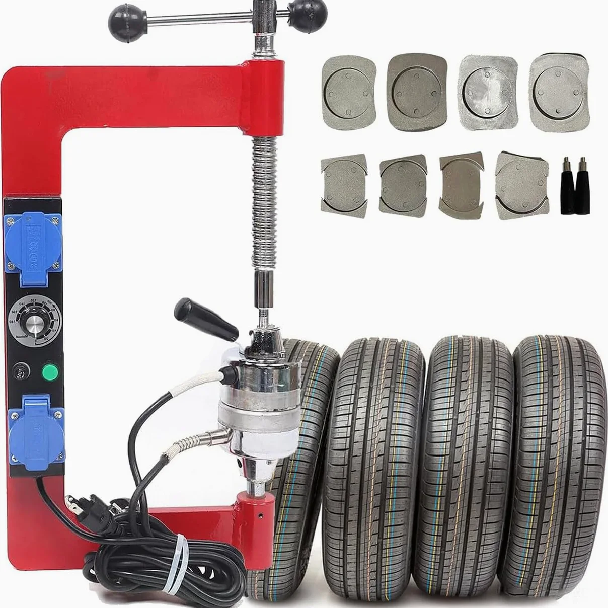 Kit de máquina de reparación de neumáticos, herramienta de vulcanización para coche y camión, incluye 8 moldes, equipo de garaje de 155-180 ℃, sistema de reparación de esparcidor de neumáticos de