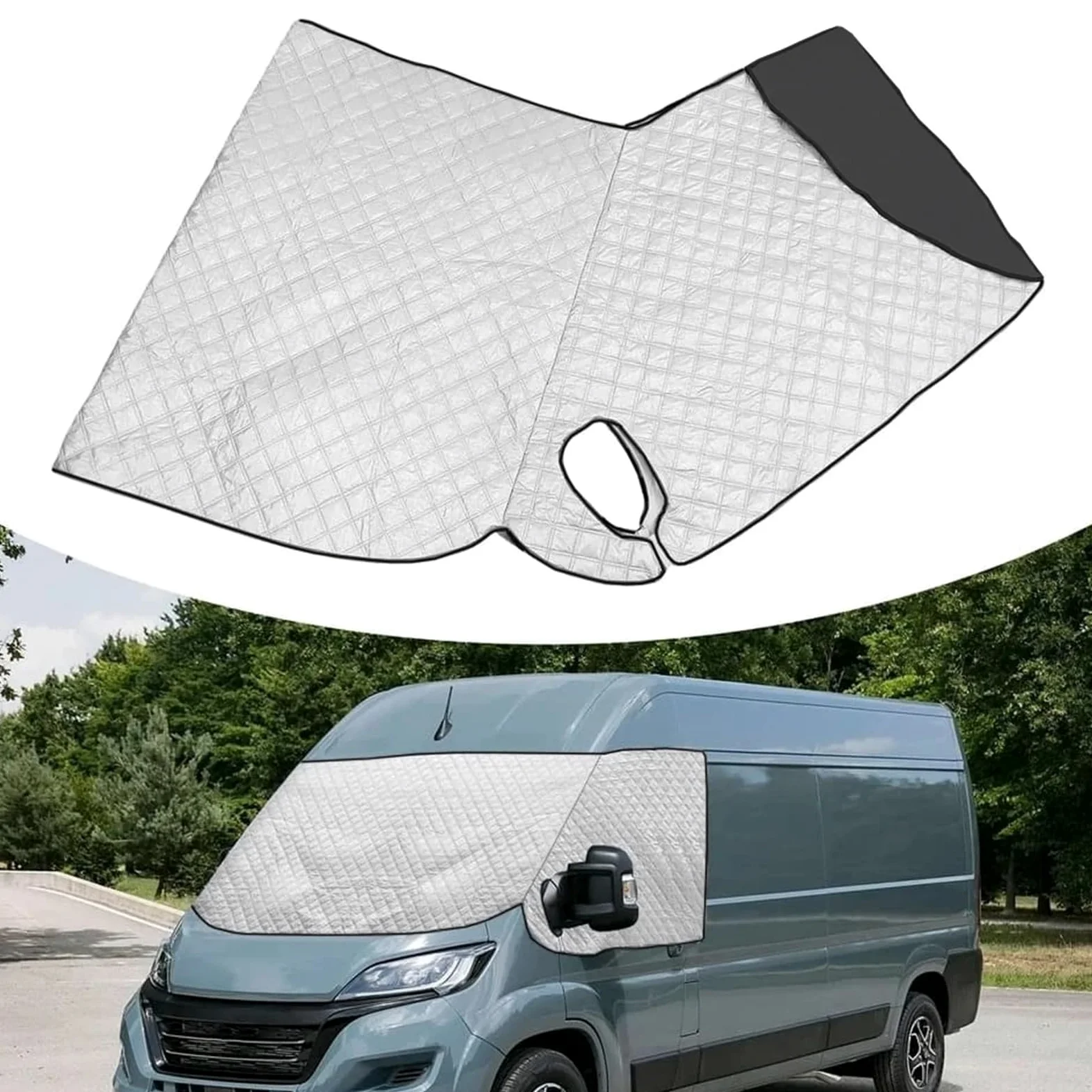 Parasoles Coche para Fiat Ducato, para Peugeot Boxer, para Citroen Relay Motorhome, Cubierta De Pantalla Térmica para Parabrisas, Persianas Negras