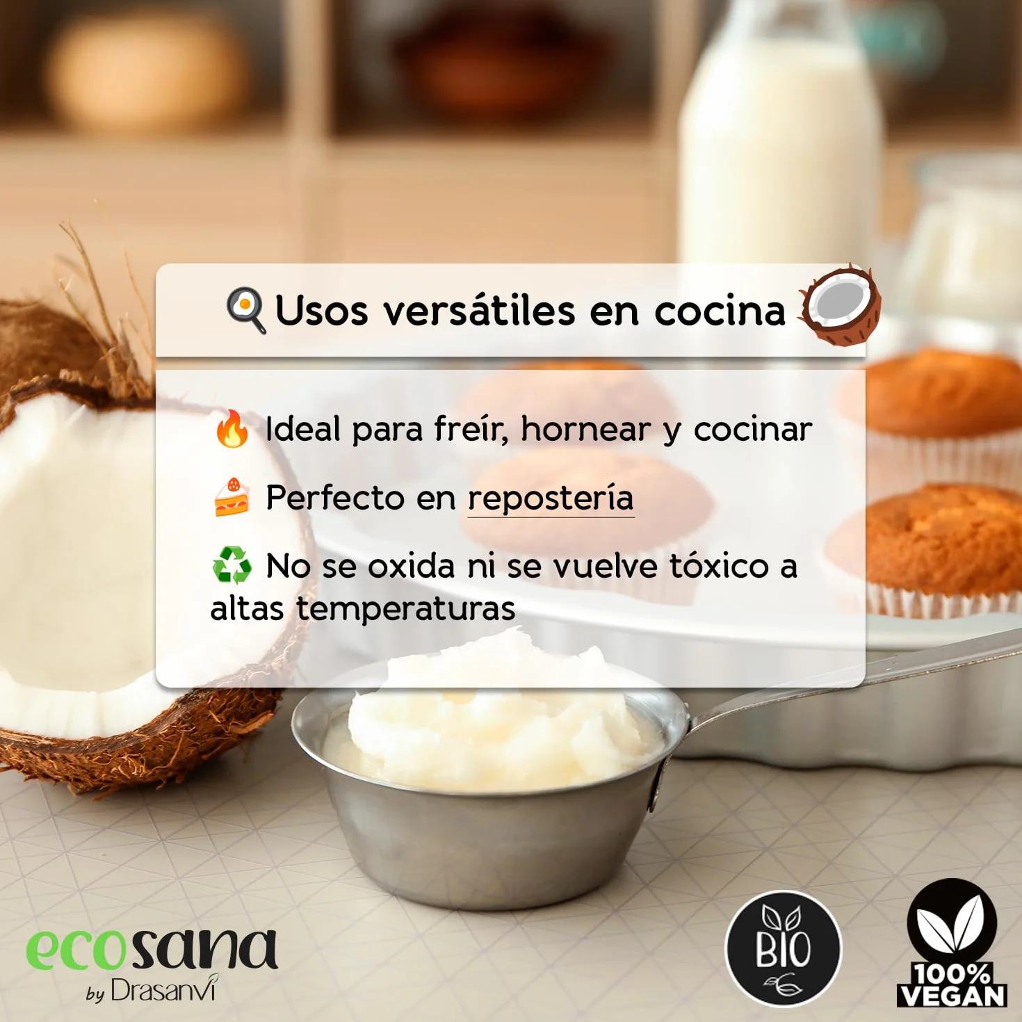 Drasanvi ECOSANA Olej Kokosowy Extra Virgin Certyfikowany BIO 500ml