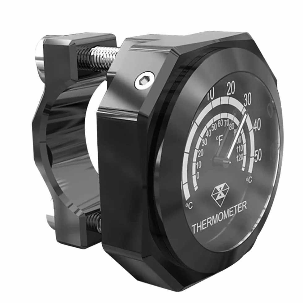 Termómetro de manillar de moto, termómetro de aleación impermeable y fosforescente compatible con Yamaha, compatible con Kawasaki, compatible con Suzuki Compatible con Honda