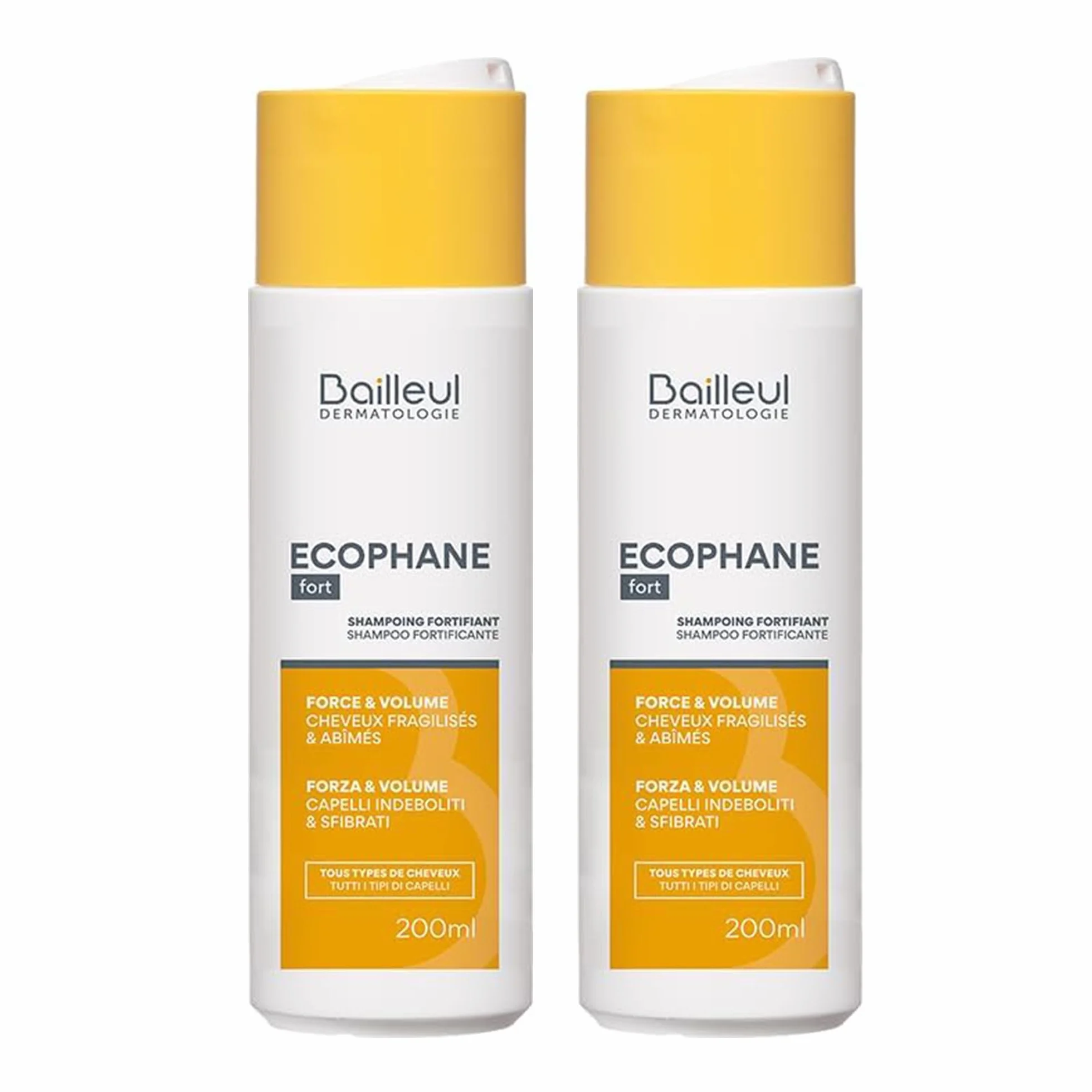 Ecophane Fort Champú Fortificante Pack 2 x 200 ml Cabello seco y dañado