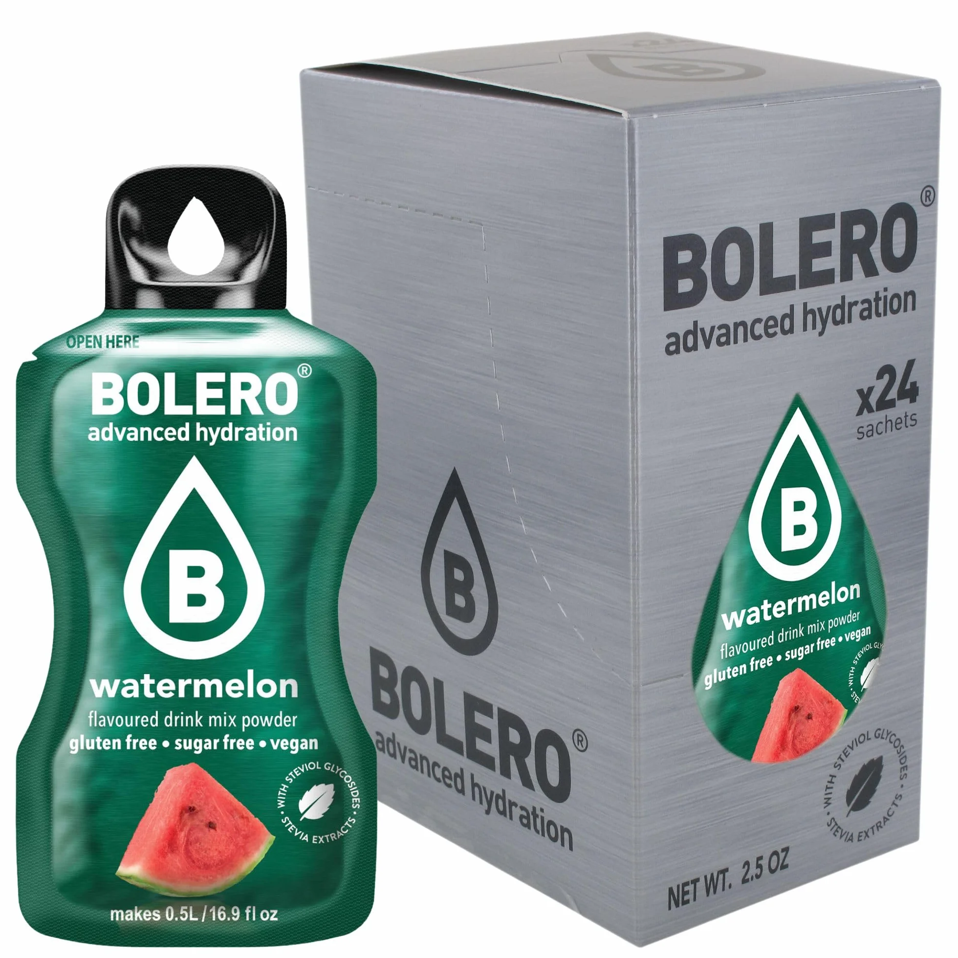 Bolero Bebida 24 Sobres 3g Polvo Soluble Preparado Frutas Sandía 72g Endulzada Stevia