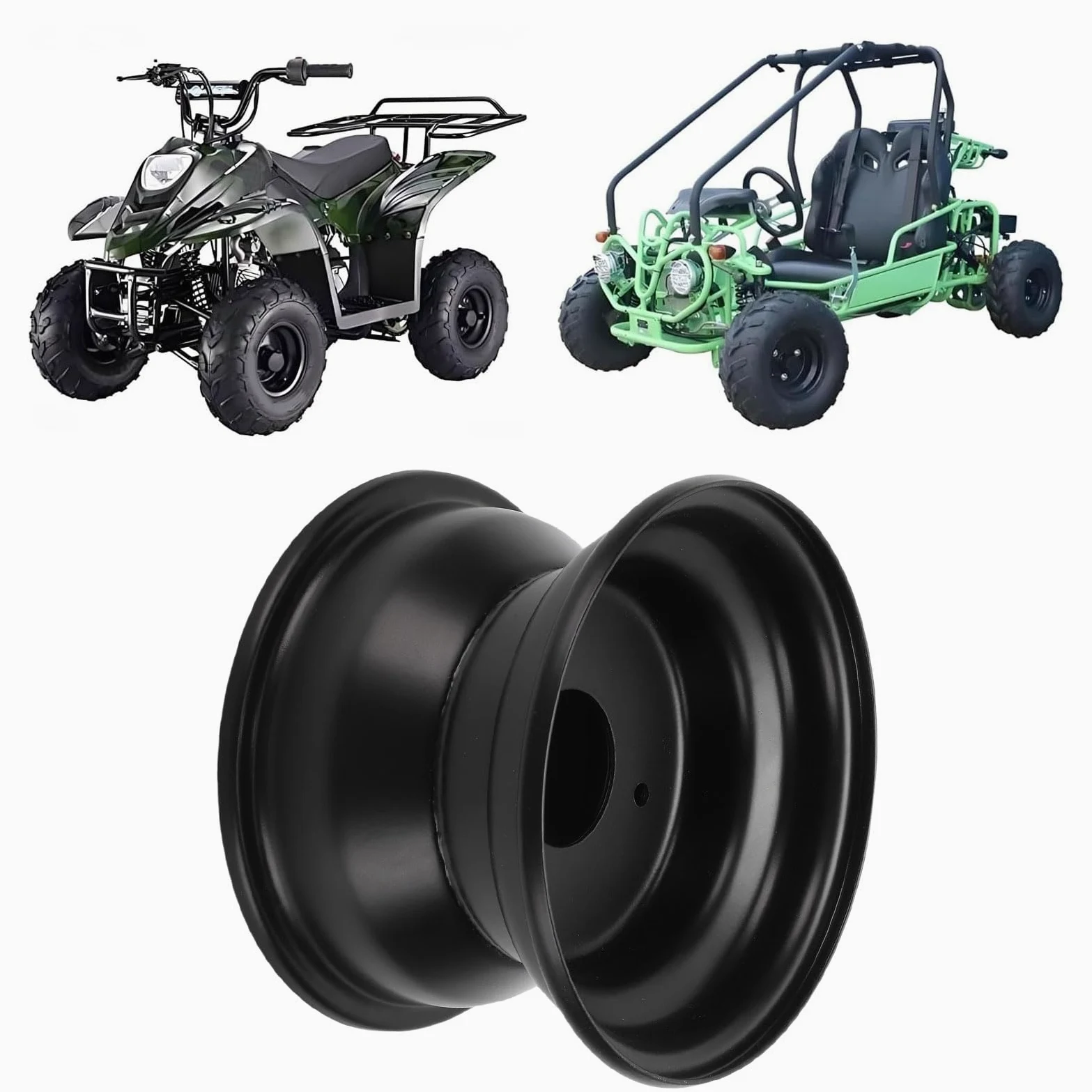 Llanta ATV 16x8-7 3 Agujeros Acero Alta Resistencia, Rueda Rin Aro Repuesto para Taotao GK110 ATK125A Quad Go Kart