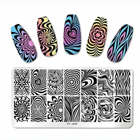 Mwoot Nail Art Stamping Plates 3 pcs Geometry Lines for Salon Home