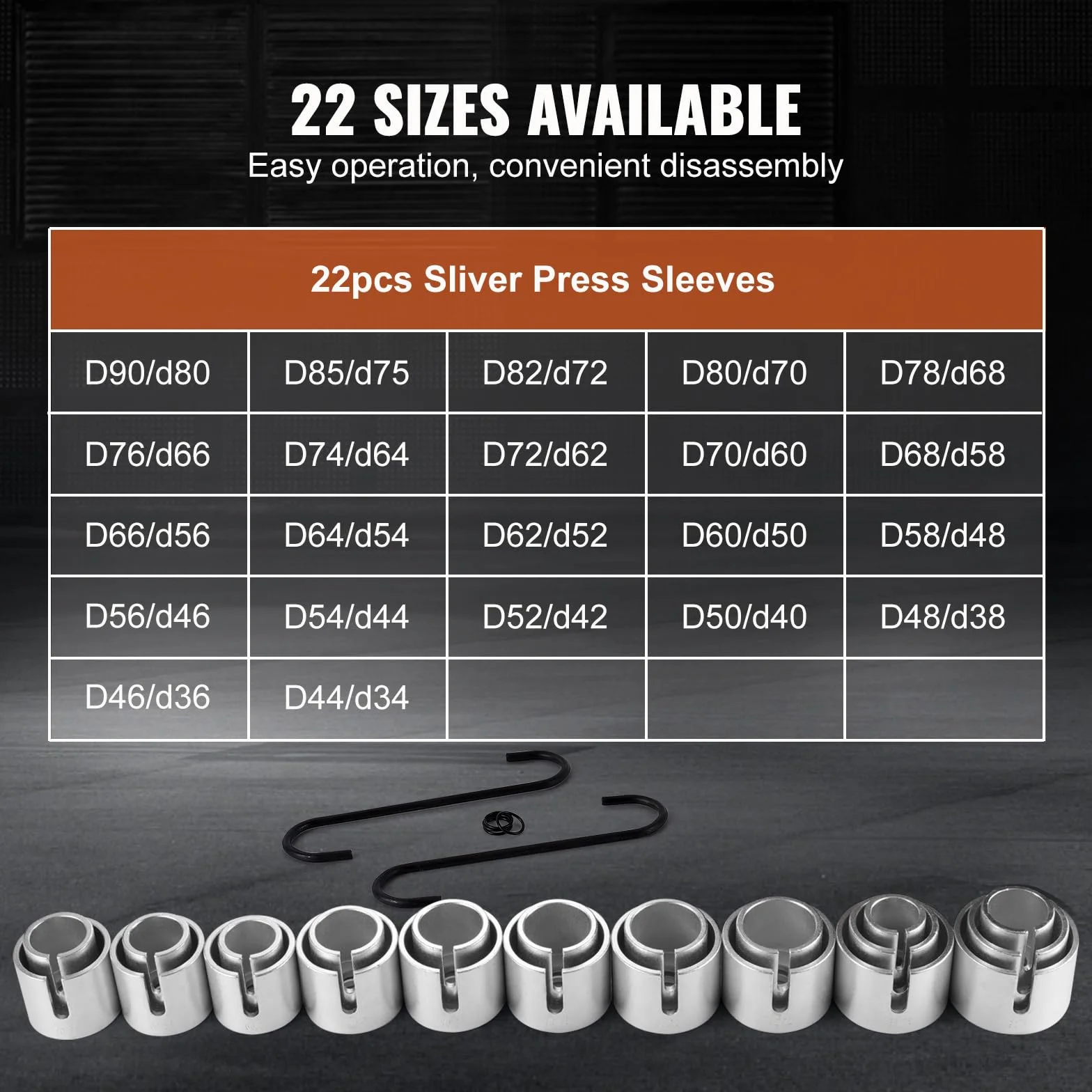 VEVOR 27 PCS de Kit de Manguitos de Extracción y Presión de Cojinetes de Buje de Acero Kit de Inserción y Extracción de Bujes con Estuche Compatibilidad con Varios Vehículos para Motores LCV y HGV